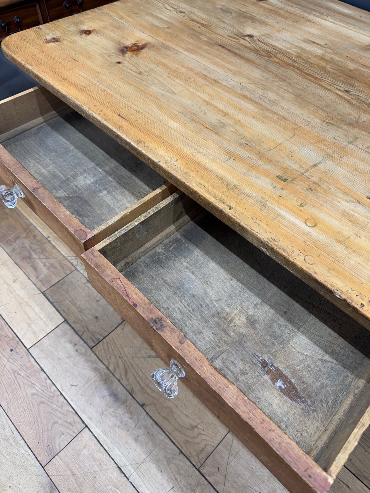 Antique Pine Dining Table / Victorian Kitchen Work Table / Rustic Farmhouse Desk
