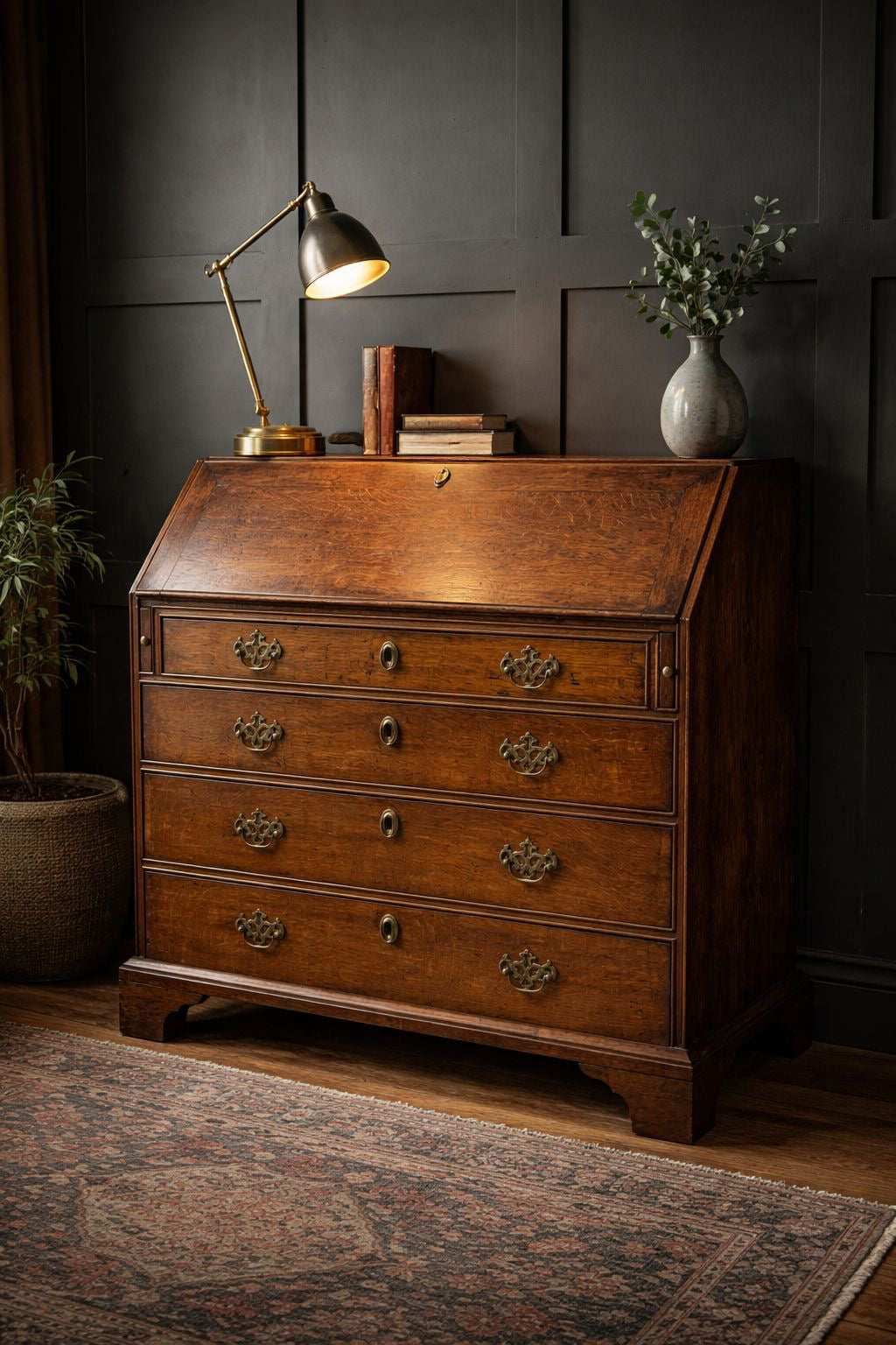 Georgian Oak Bureau Desk / Writing Desk / Hall Sideboard