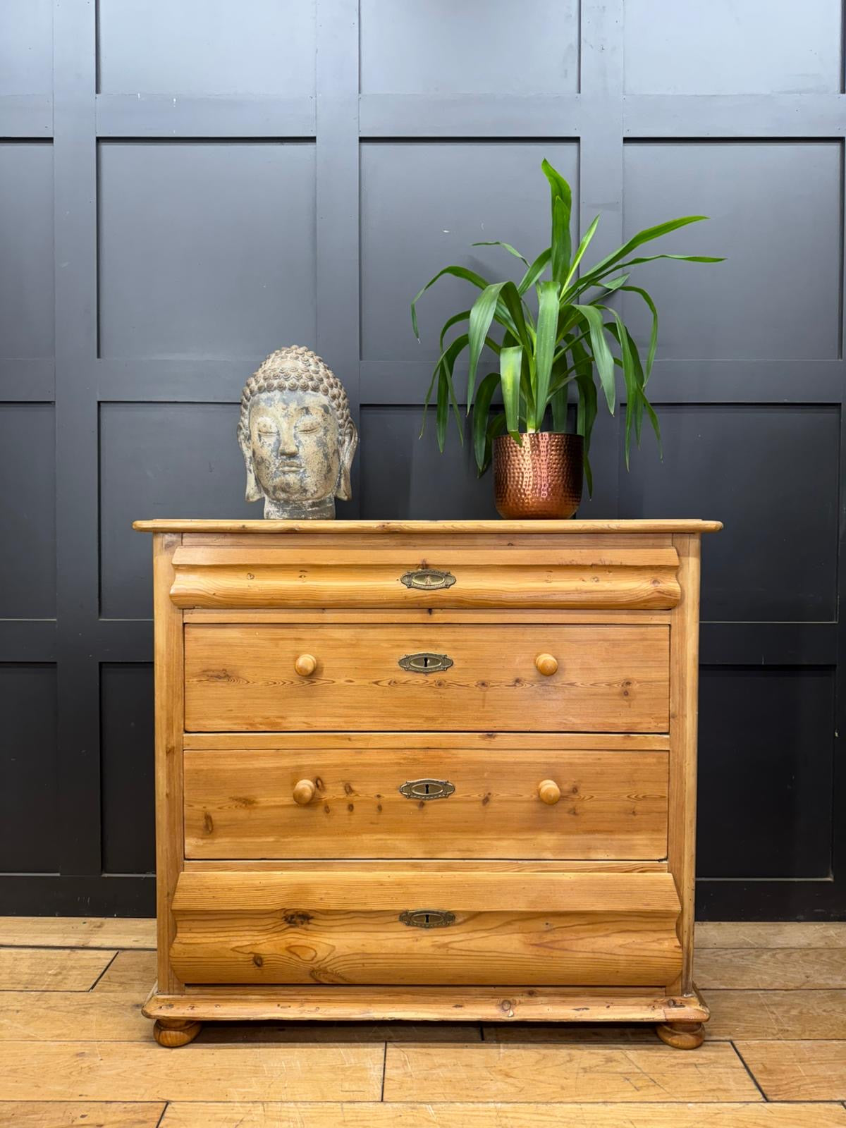 Mid Victorian Rustic Pine Chest of Drawers | Antique Farmhouse Bedroom Storage