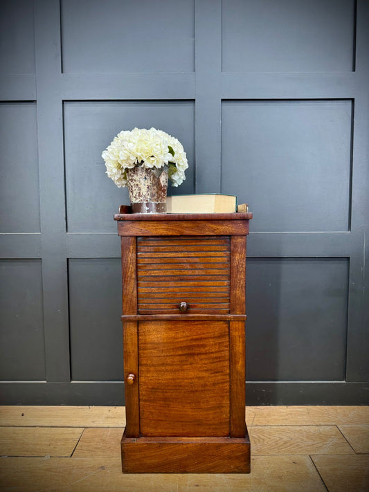 Antique Victorian Mahogany Bedside Cabinet with Tambour Front / Lamp Sofa Table
