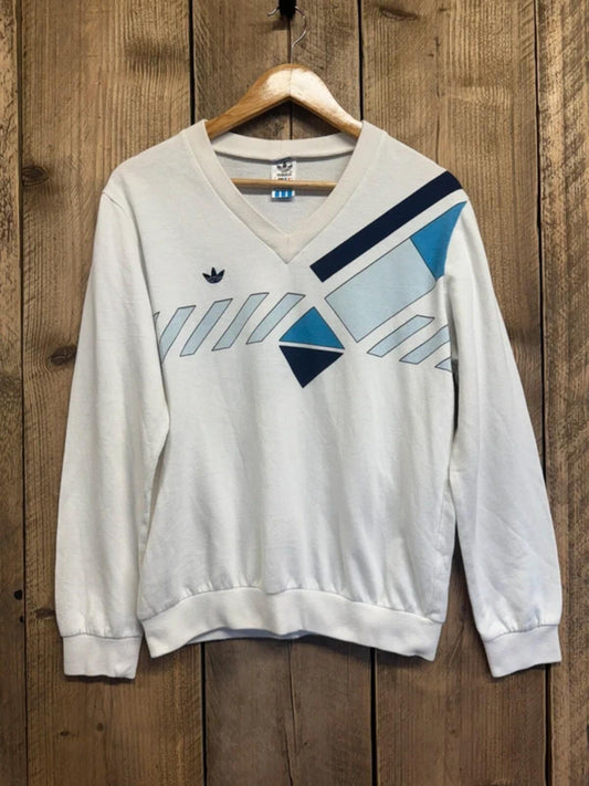Vintage 1980s Adidas Ivan Lendl v neck Jumper Top Medium #326
