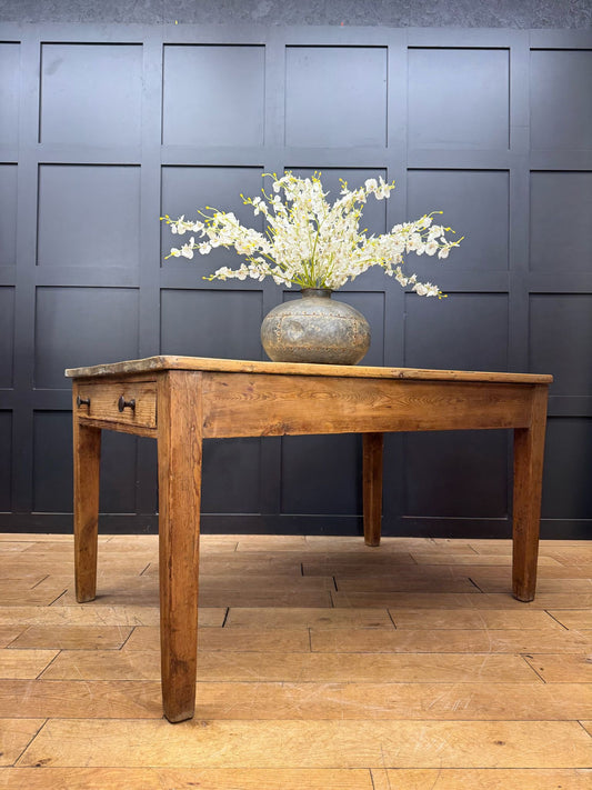 Antique Victorian Pine Dining Table Kitchen Work Table / French Farmhouse Desk