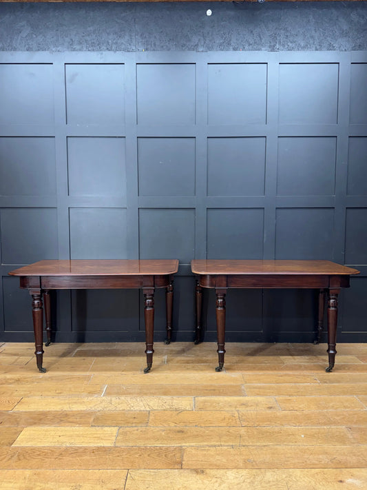 Pair Antique Mahogany Side Tables Console Hall Sofa Tables /desks on Castors