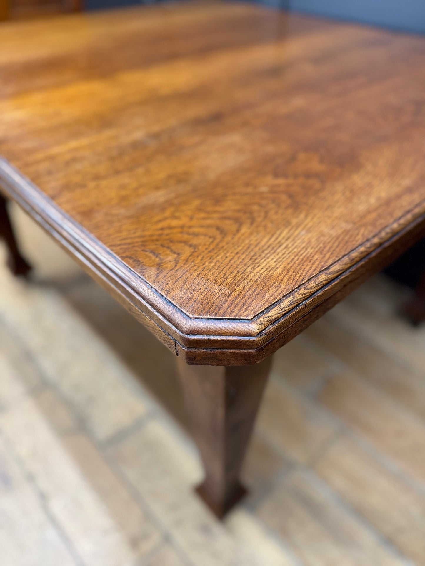 Antique Edwardian Oak Wind Out Extending Dining Kitchen Table