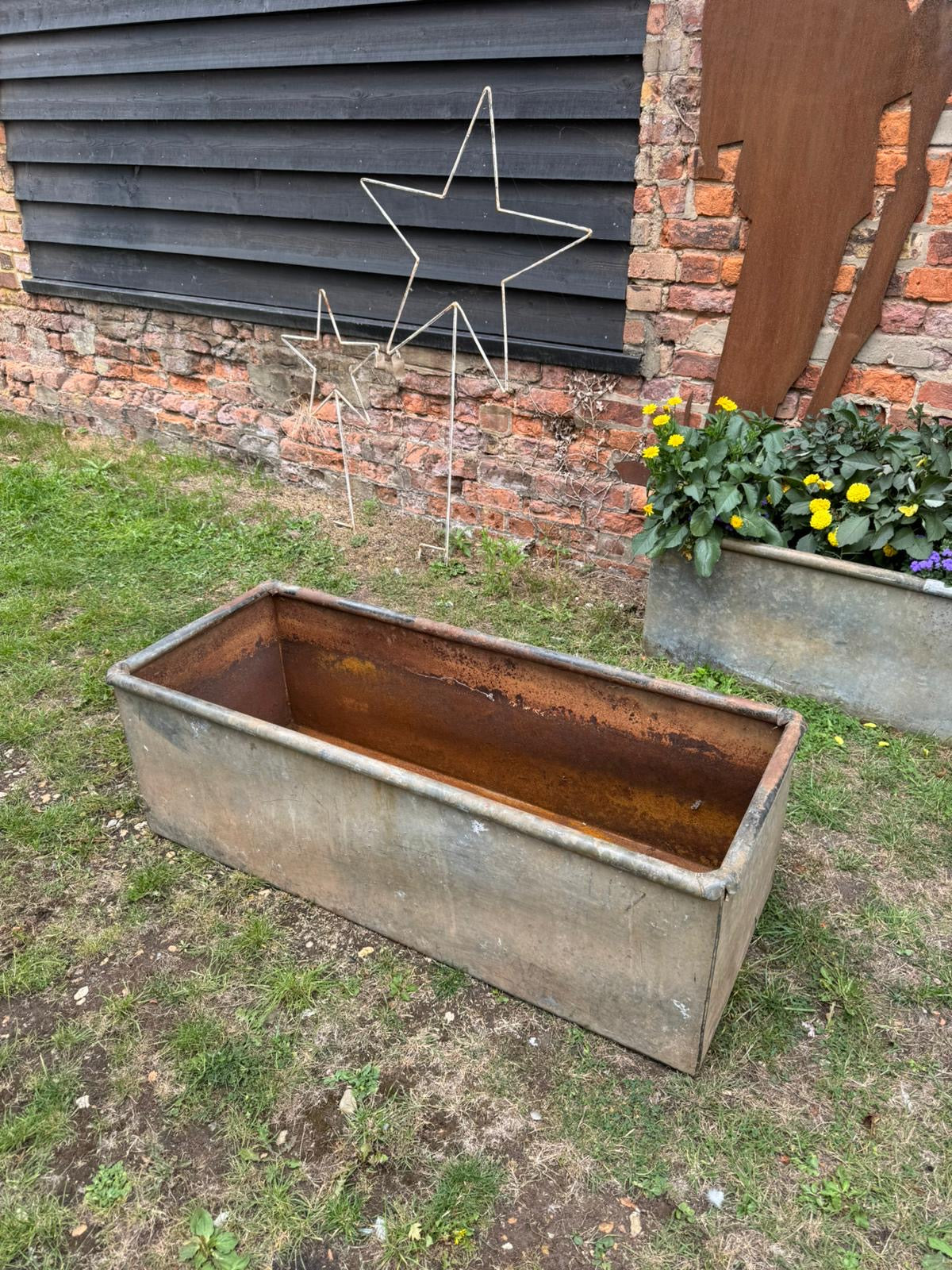 Rustic Galvanised Trough Garden Planter /  Raised Bed Flower Plant Tree Pot 6A