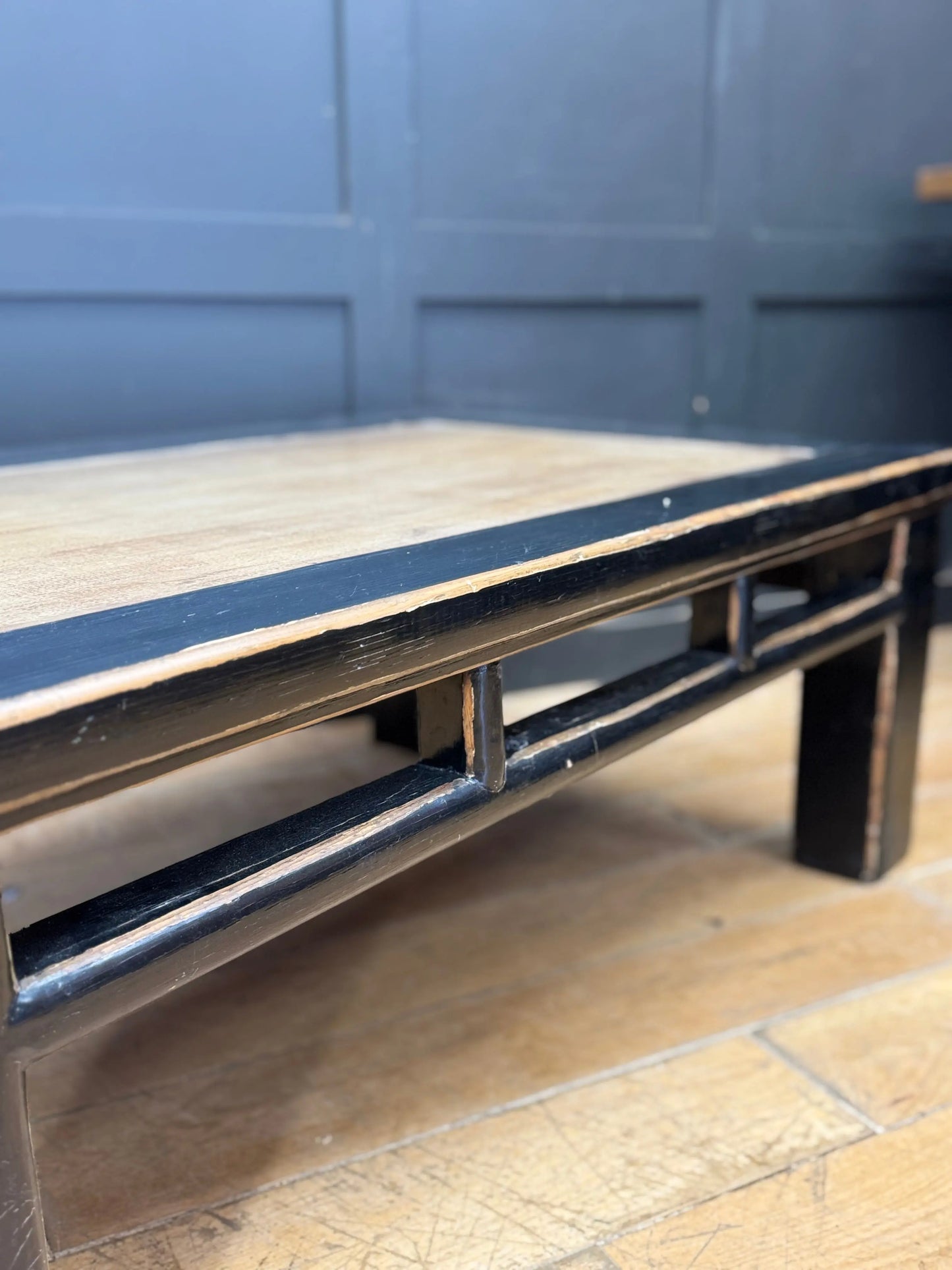 Vintage Chinese Black Lacquer Kang Coffee Table Low Oriental Table