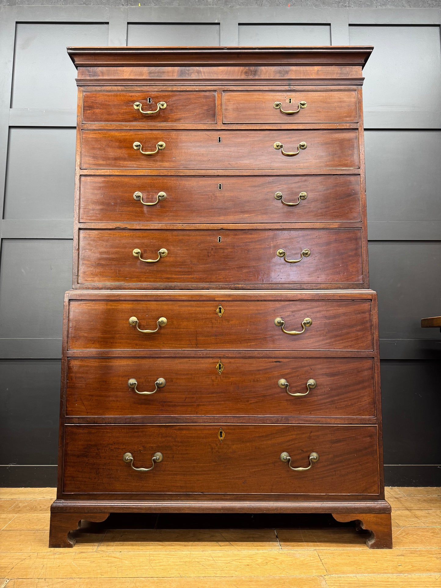 Antique Georgian Mahogany Chest on Chest Tallboy Chest Of Drawers Linen Press