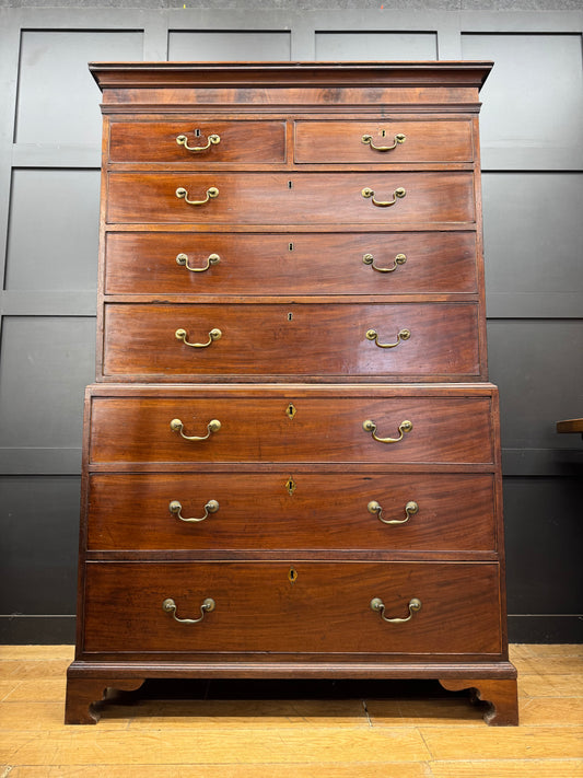 Antique Georgian Mahogany Chest on Chest Tallboy Chest Of Drawers Linen Press