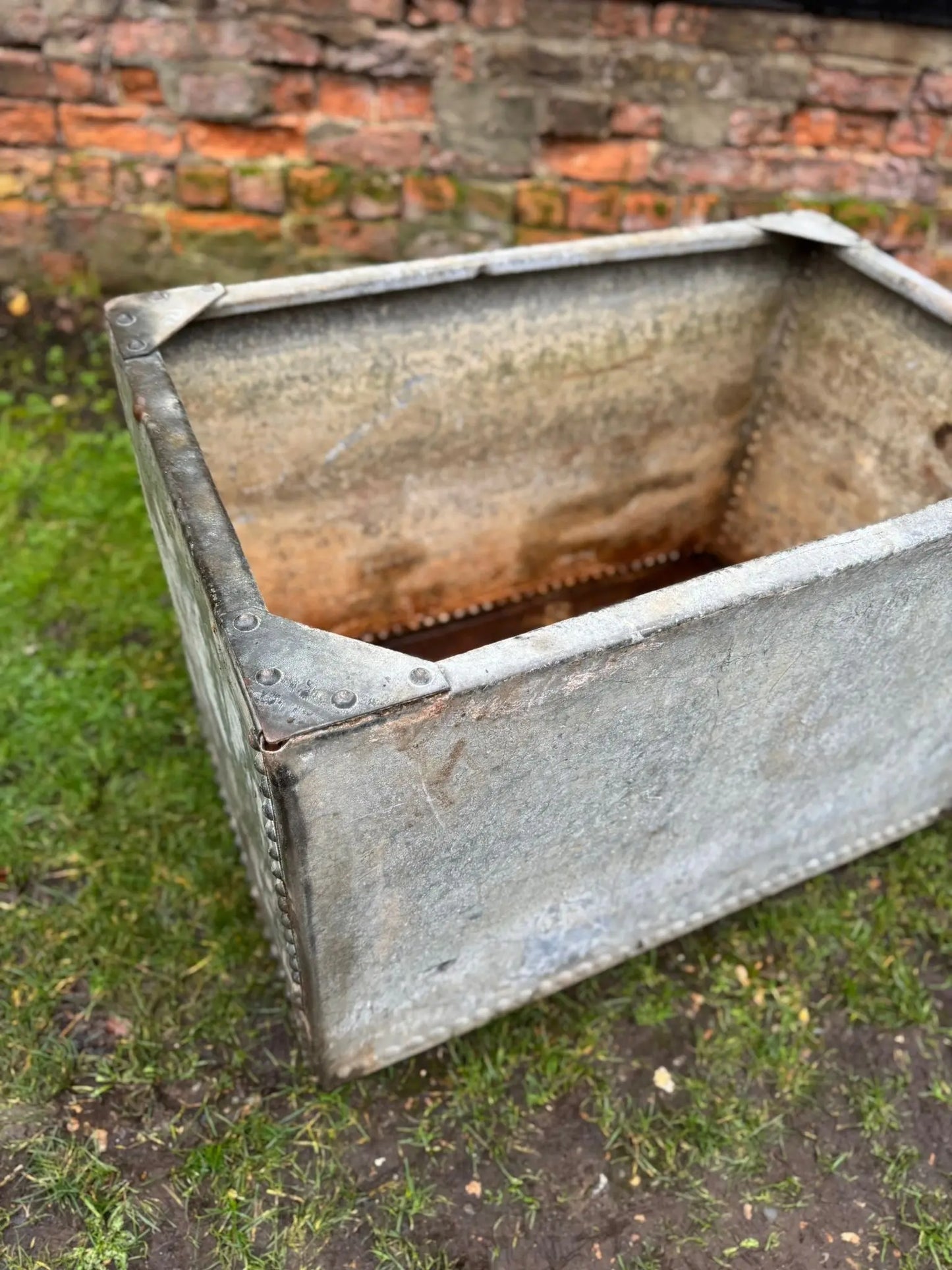 Riveted Galvanised Trough Planter /  Raised Flower Bed Plant Olive Tree Pot Z4 RUSTIC WAREHOUSE NORFOLK