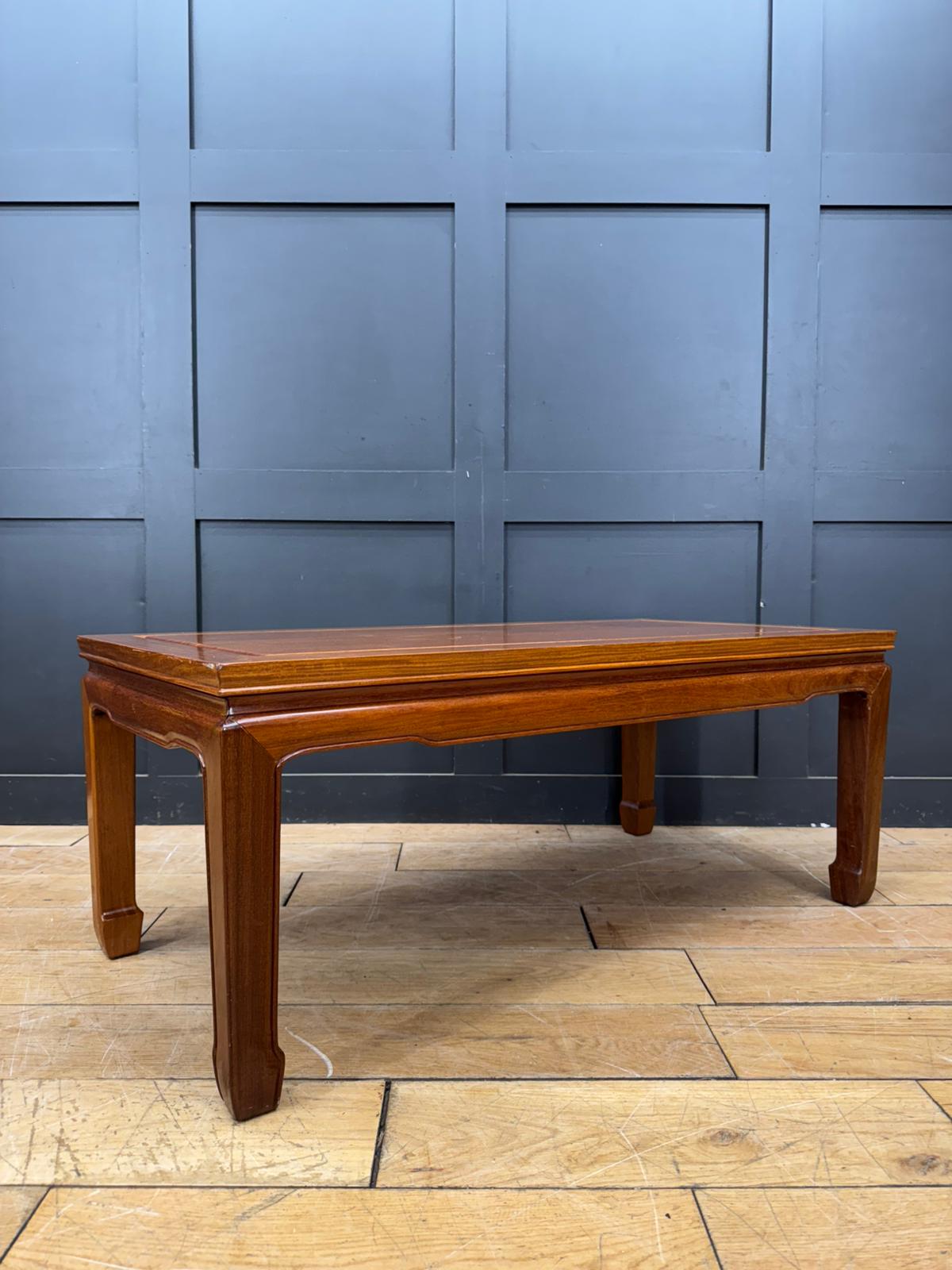 Vintage Mahogany Coffee Table / Oriental Style / Mid Century Modern Low Table A