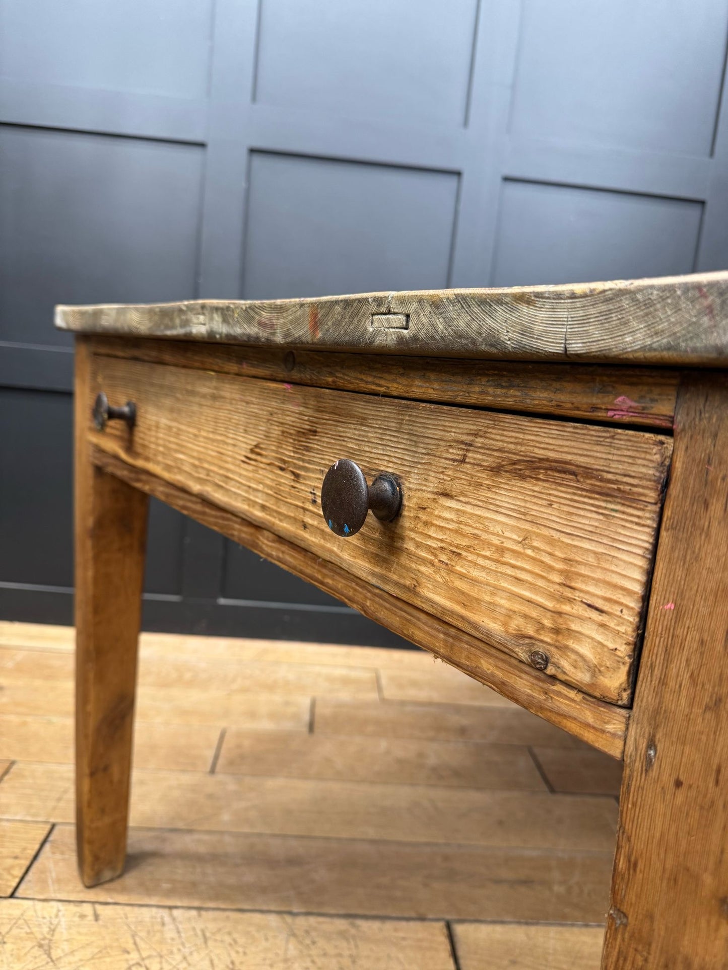Antique Victorian Pine Dining Table Kitchen Work Table / French Farmhouse Desk