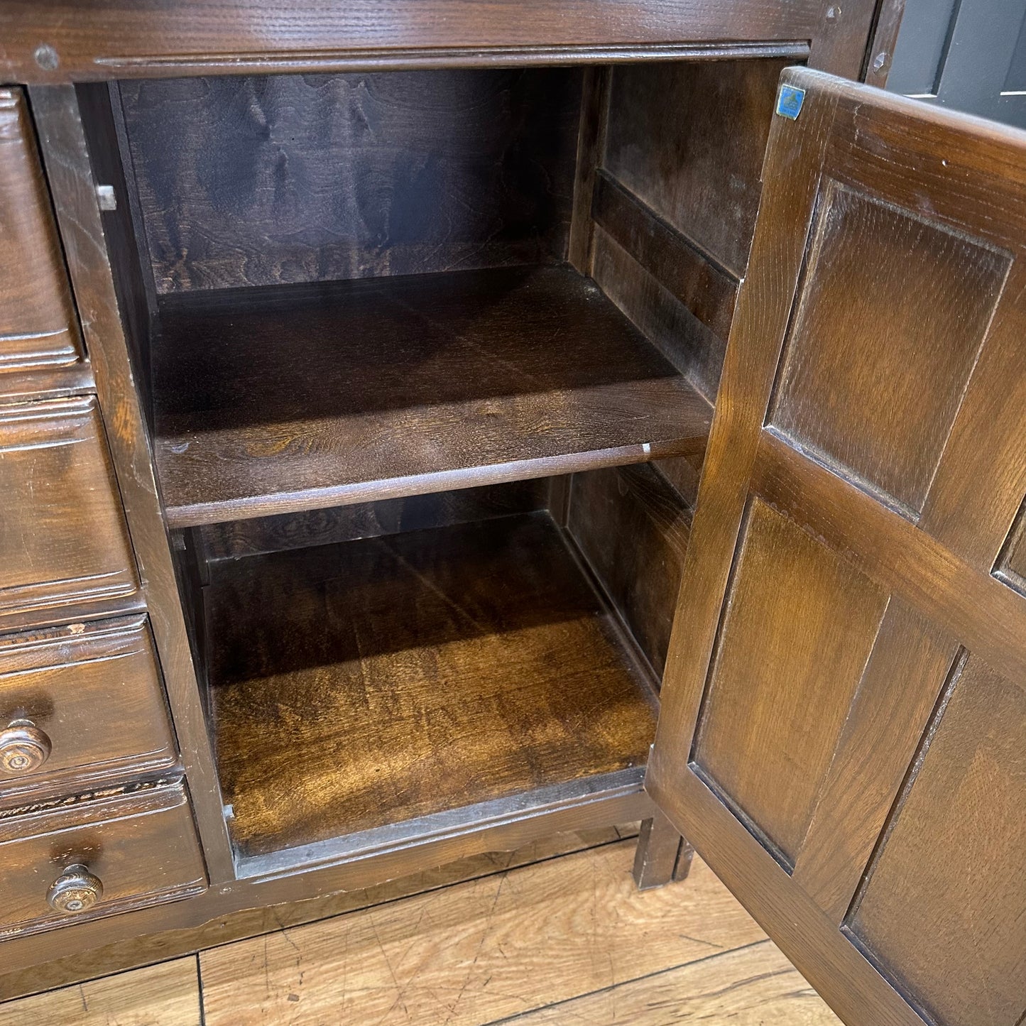 Large Vintage Ercol Sideboard - Cocktail Cabinet - Elm Cupboard - Retro