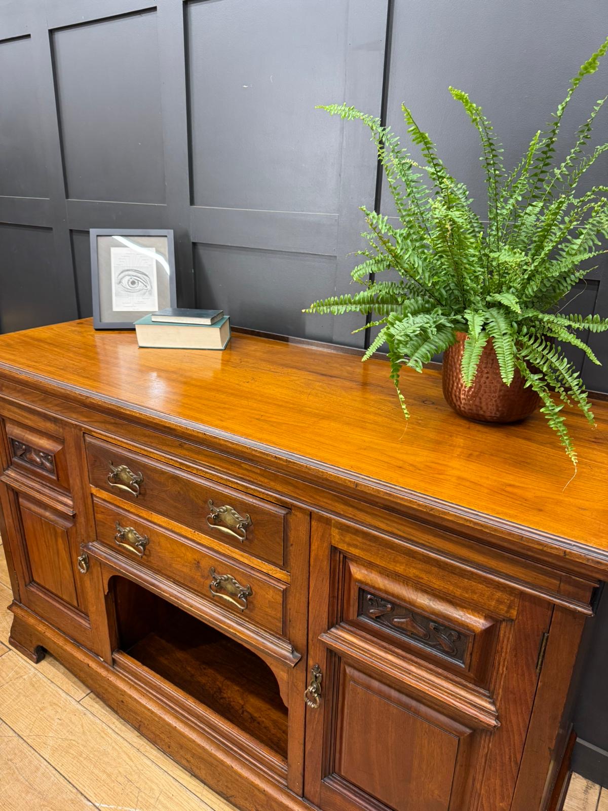 Antique Walnut Sideboard – Art Nouveau Cabinet with Drawers Cupboard TV Unit