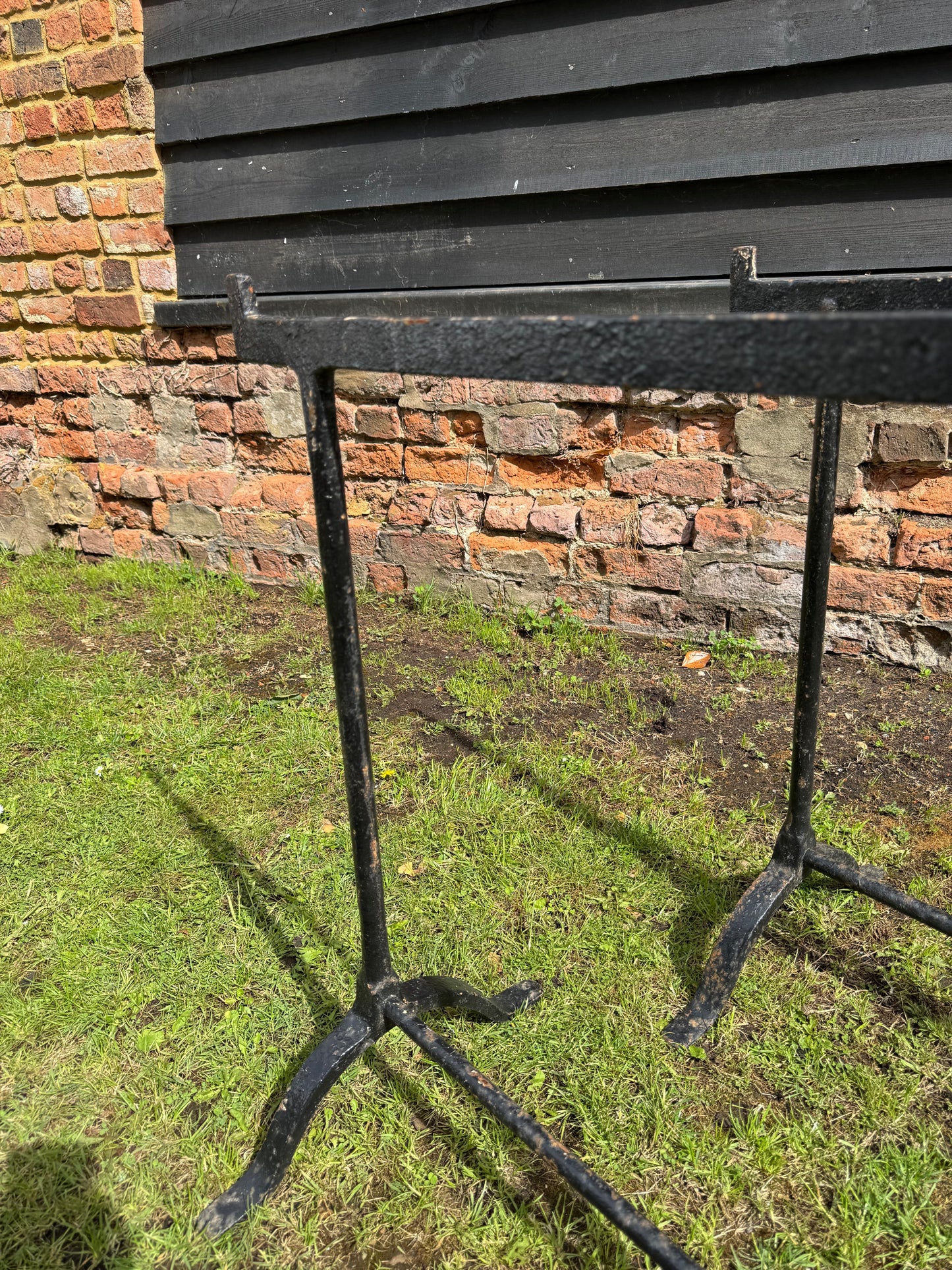 Pair Antique Cast Iron Trestle Table Bases Industrial Garden Table Legs