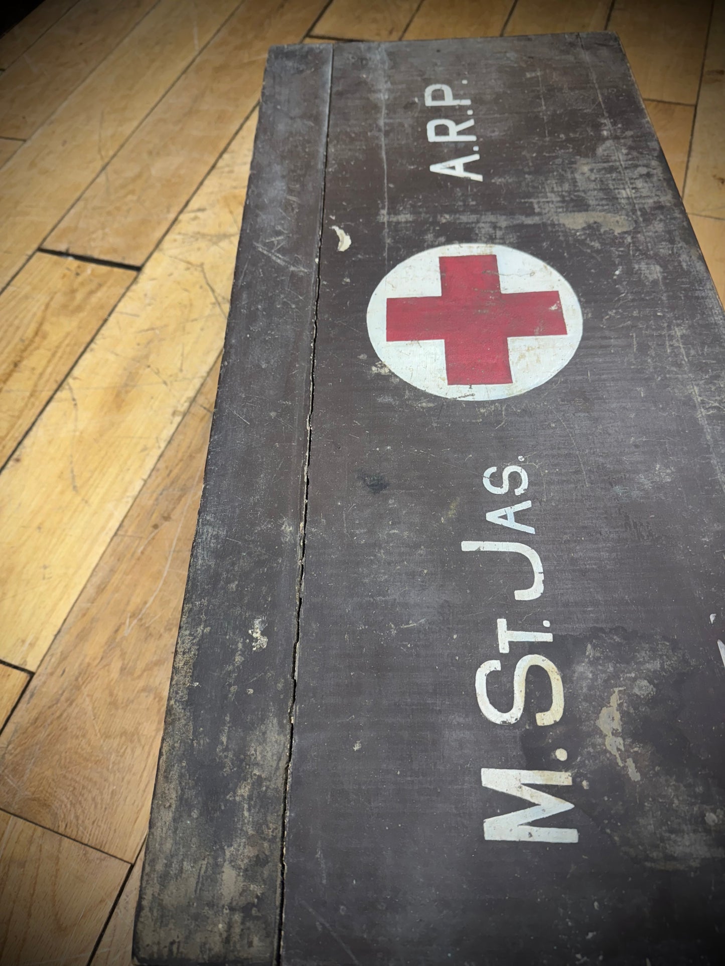 WWII ARP First Aid Box. Civil Defence Medical Case. Vintage Red Cross Wooden Storage Box. Wartime Memorabilia. Militaria Collectible UK