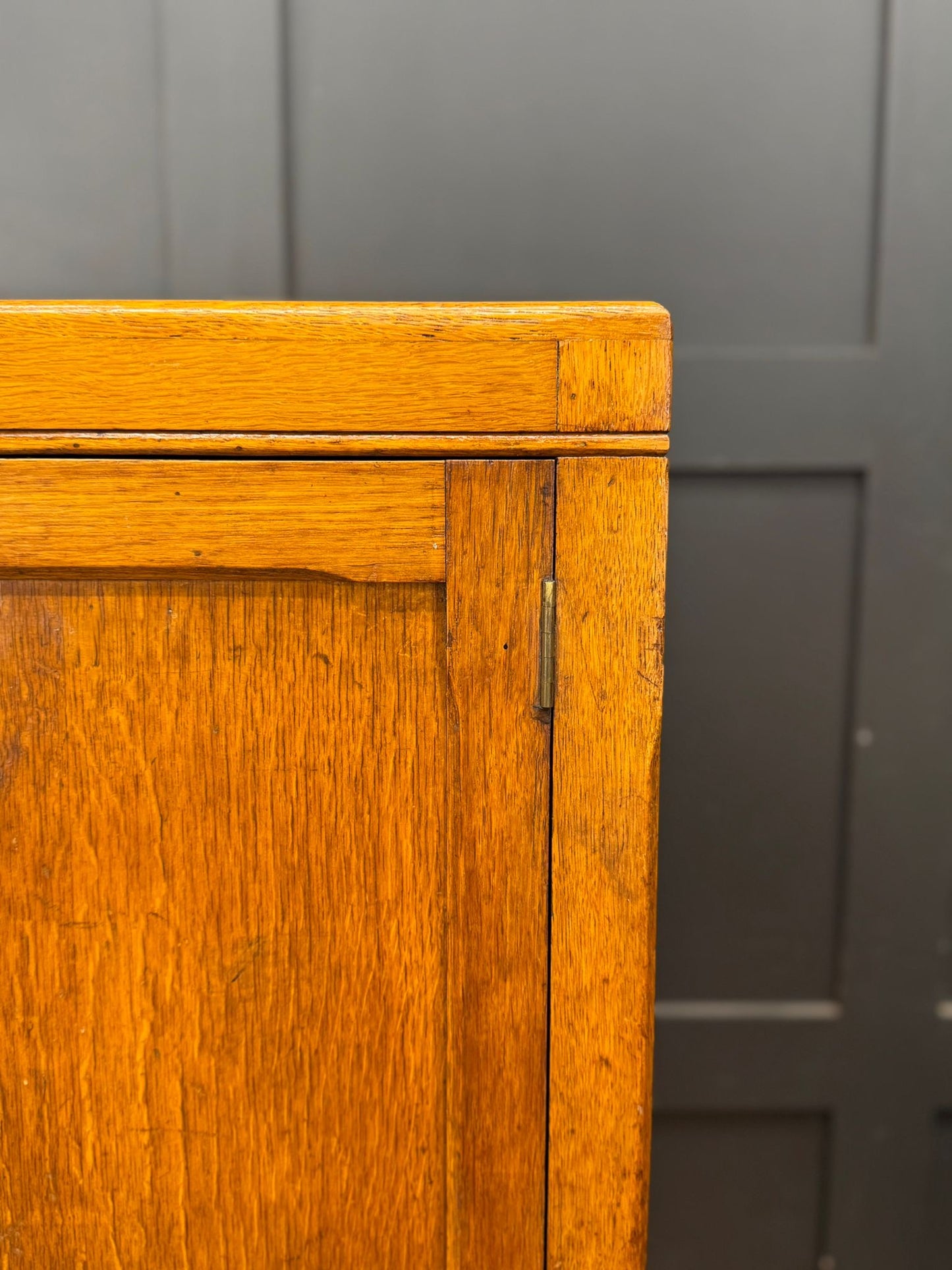 Antique Oak School Cupboard / Four Door Storage Cabinet / Science Art Cupboard