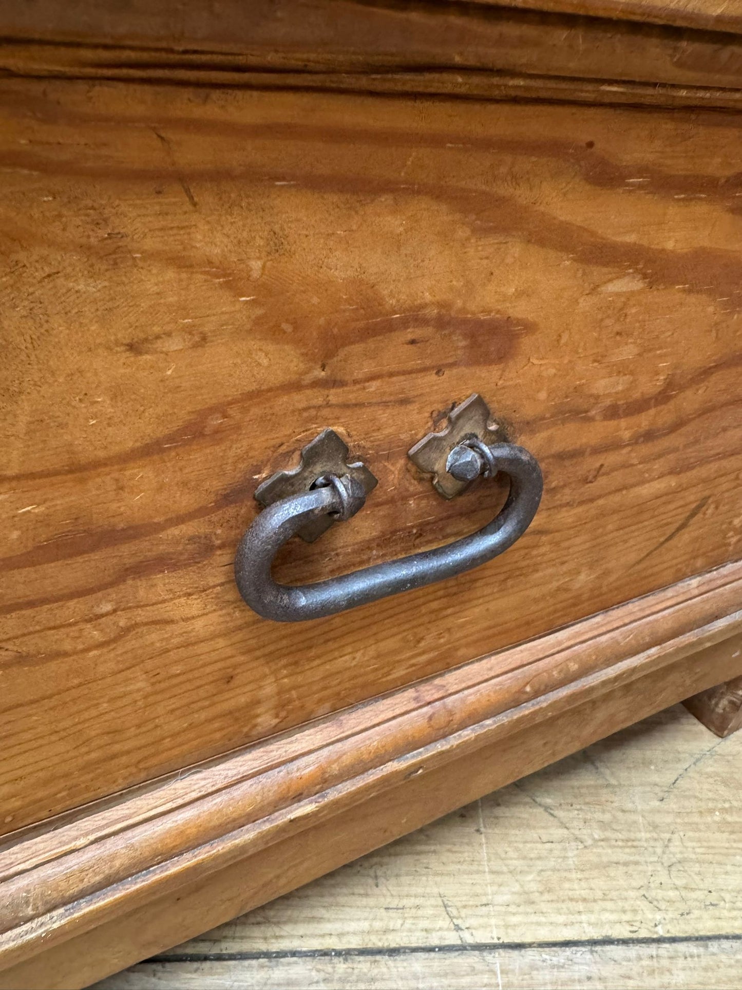 Vintage Pine Monks Bench / Rustic Settle Bench with Storage Drawers