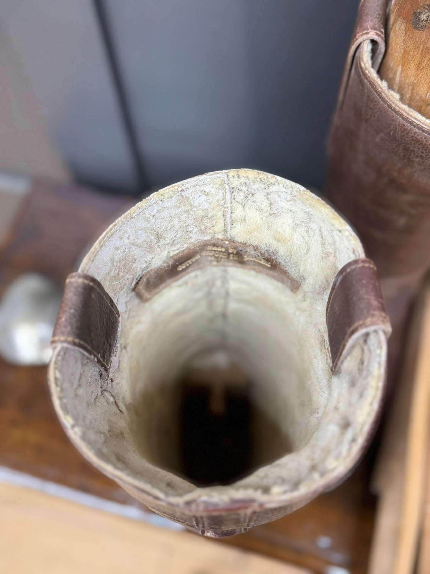 WWII Military Brown Leather Flying Army Boots with Boot Trees Jack Boots