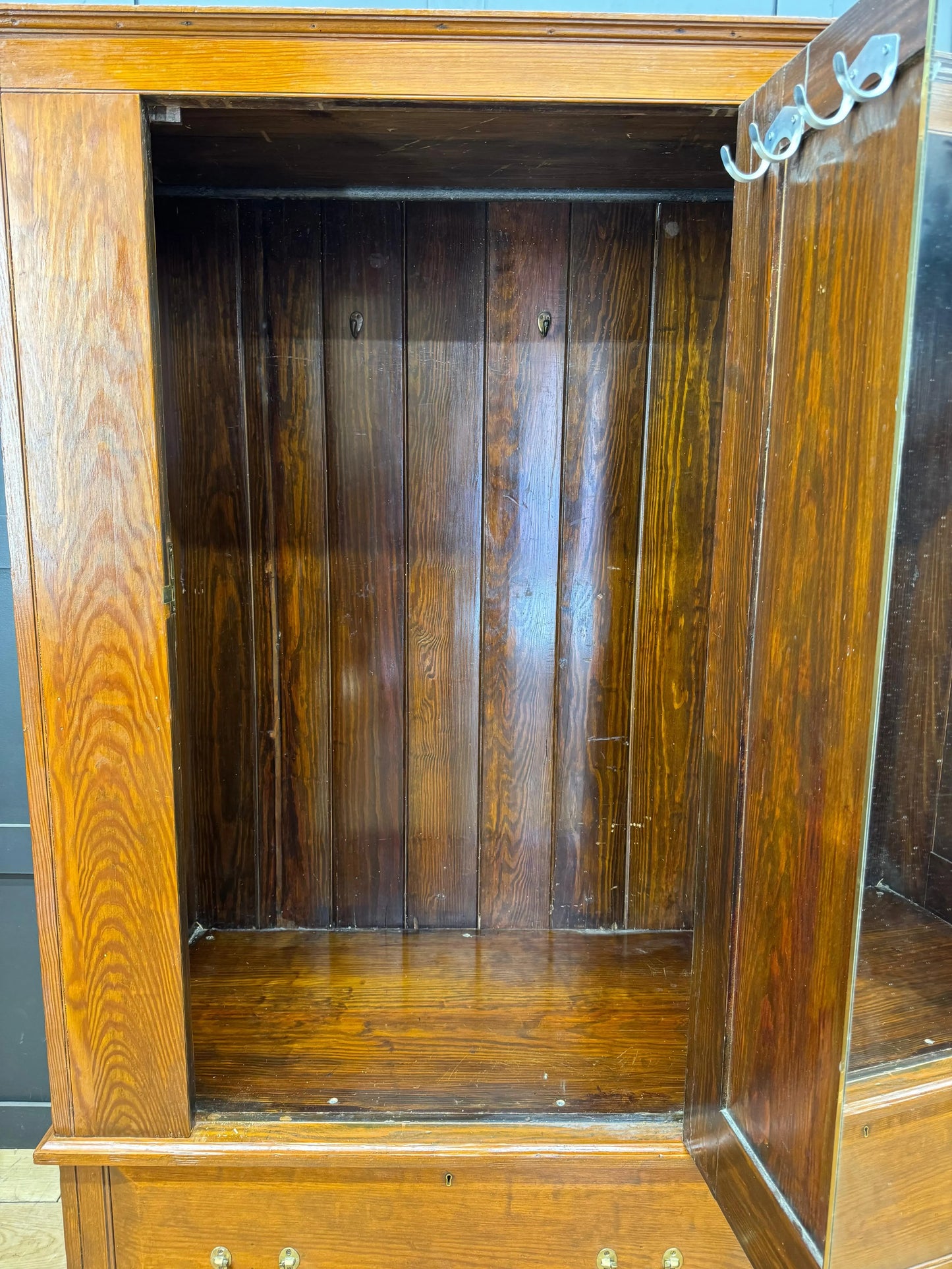 Antique Pitch Pine Single Wardrobe Bedroom Storage Cupboard Drawer RUSTIC WAREHOUSE NORFOLK