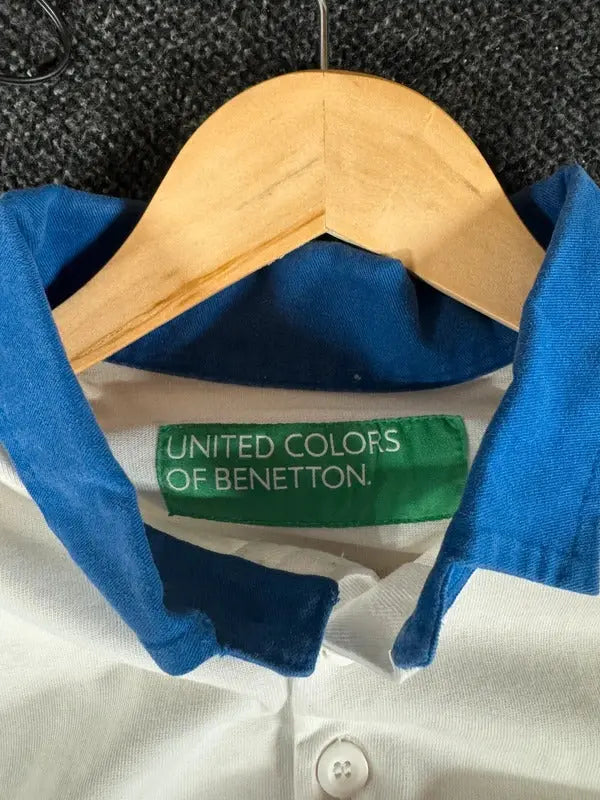 Vintage men’s Benetton Rugby Shirt Top jumper sweatshirt Medium #502