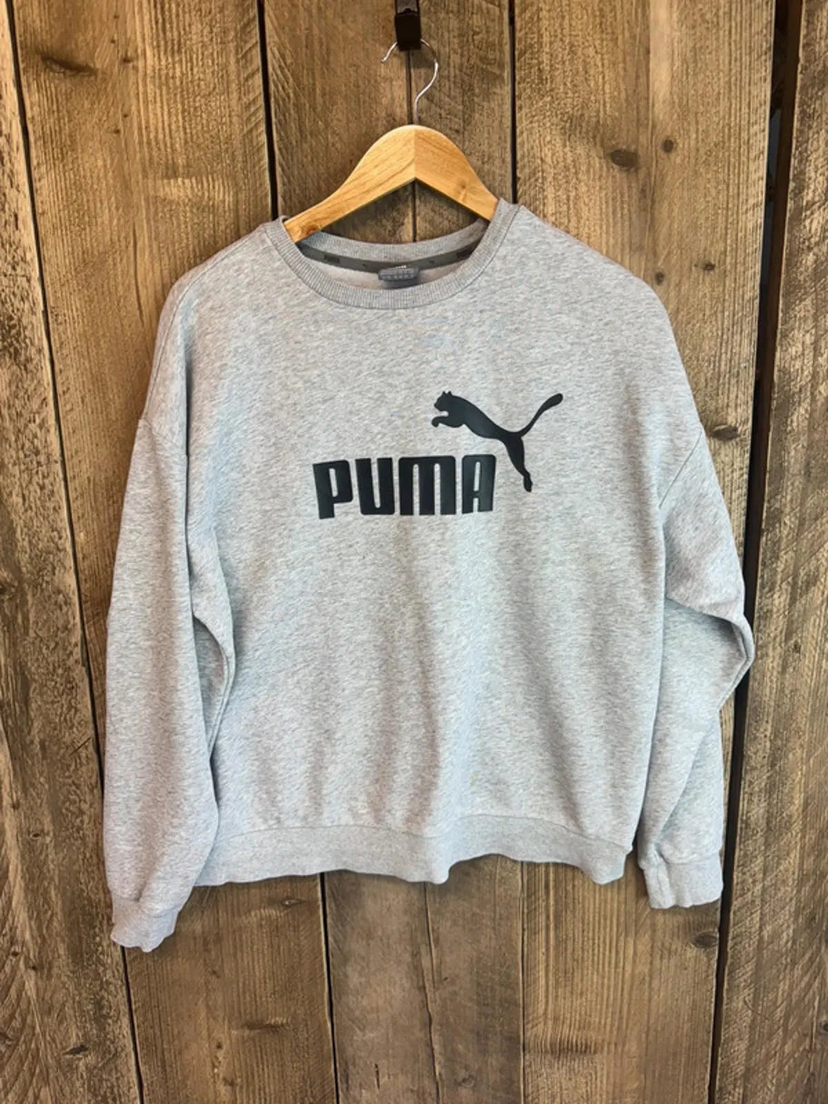 Women’s Vintage Puma Grey Spell Out Jumper Sweater Sweatshirt Size 16 PUMA