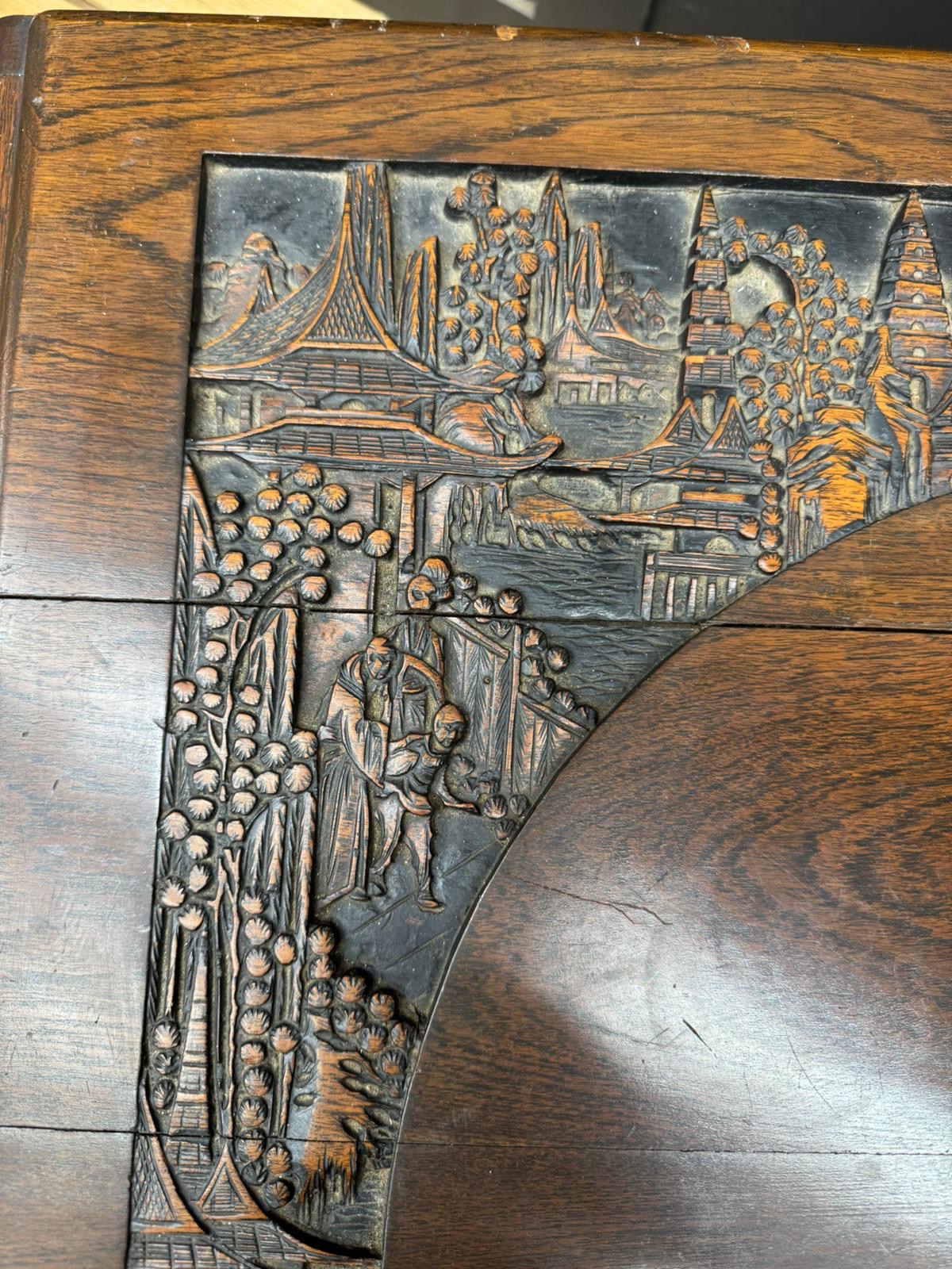 Mid-Century Chinese Carved Camphorwood Blanket Chest Trunk Box Coffee Table