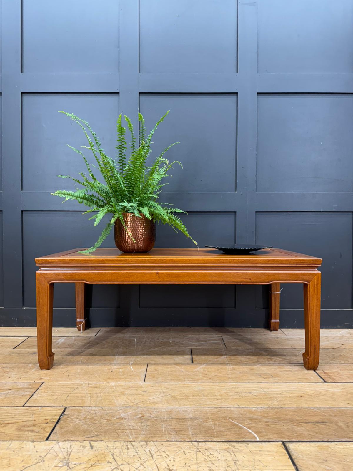 Vintage Mahogany Coffee Table / Oriental Style / Mid Century Modern Low Table B
