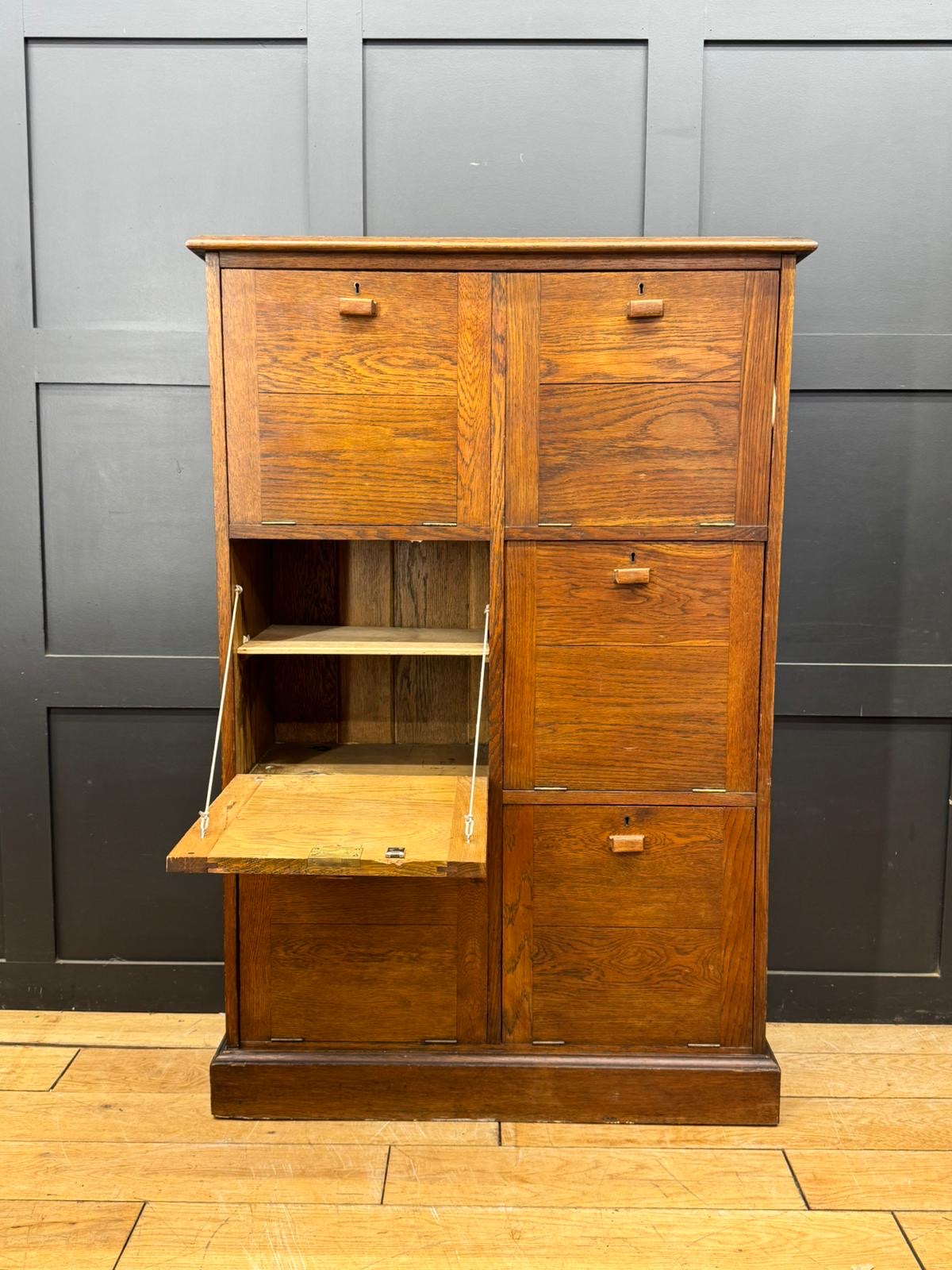 Antique Oak School Lockers Hall Cupboard Shoe Storage Kitchen  Drinks Cabinet