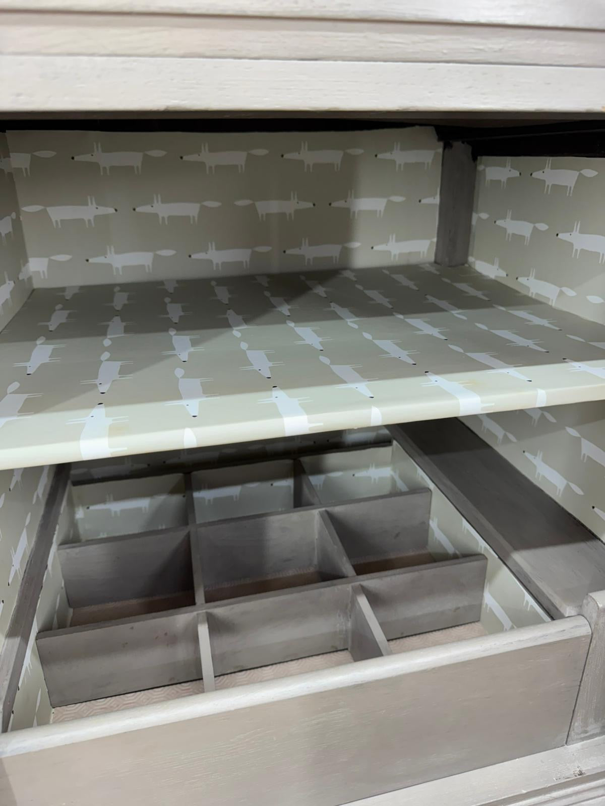 Large Painted Sideboard Cupboard with Drawers – Grey Storage Unit / TV Cabinet