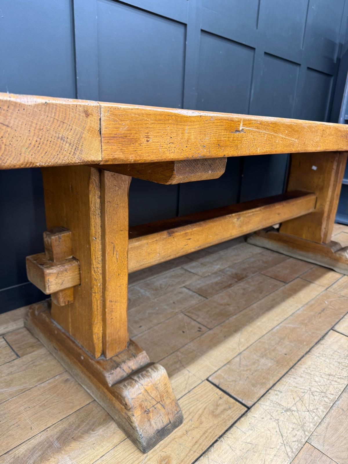 Rustic Oak Refectory Dining Table Large Farmhouse Kitchen Trestle Table