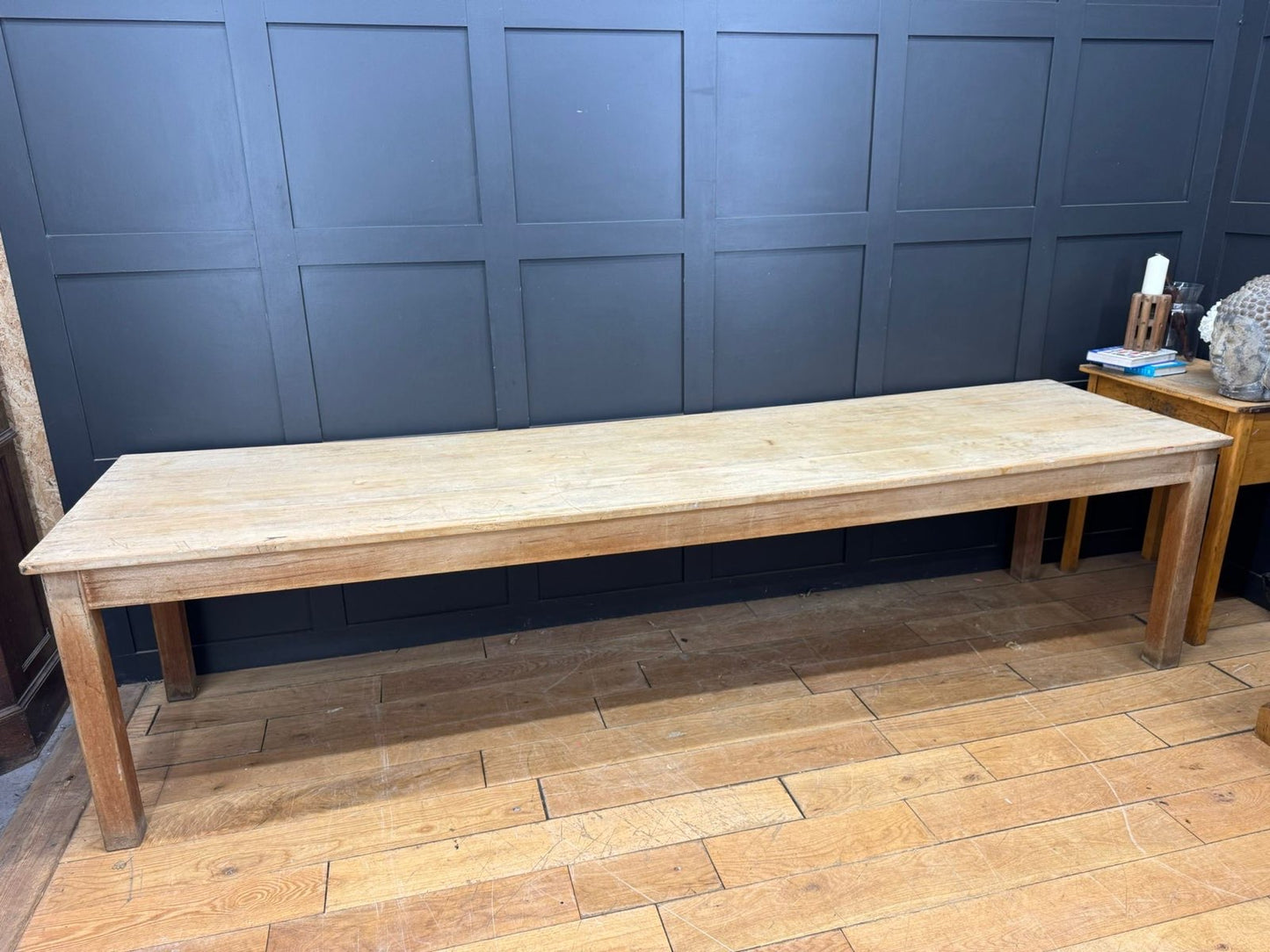 Vintage LARGE Beech Dining Table /  Long Kitchen Table / School Science Art
