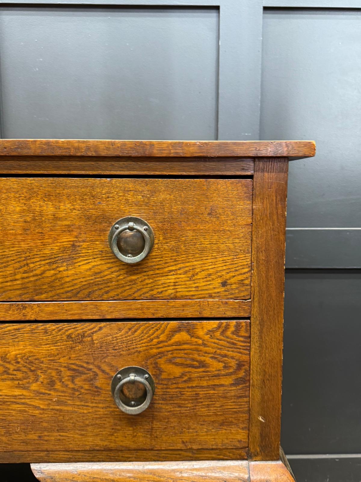 Arts & Crafts Oak Sideboard Dresser Base with Drawers and Cupboard