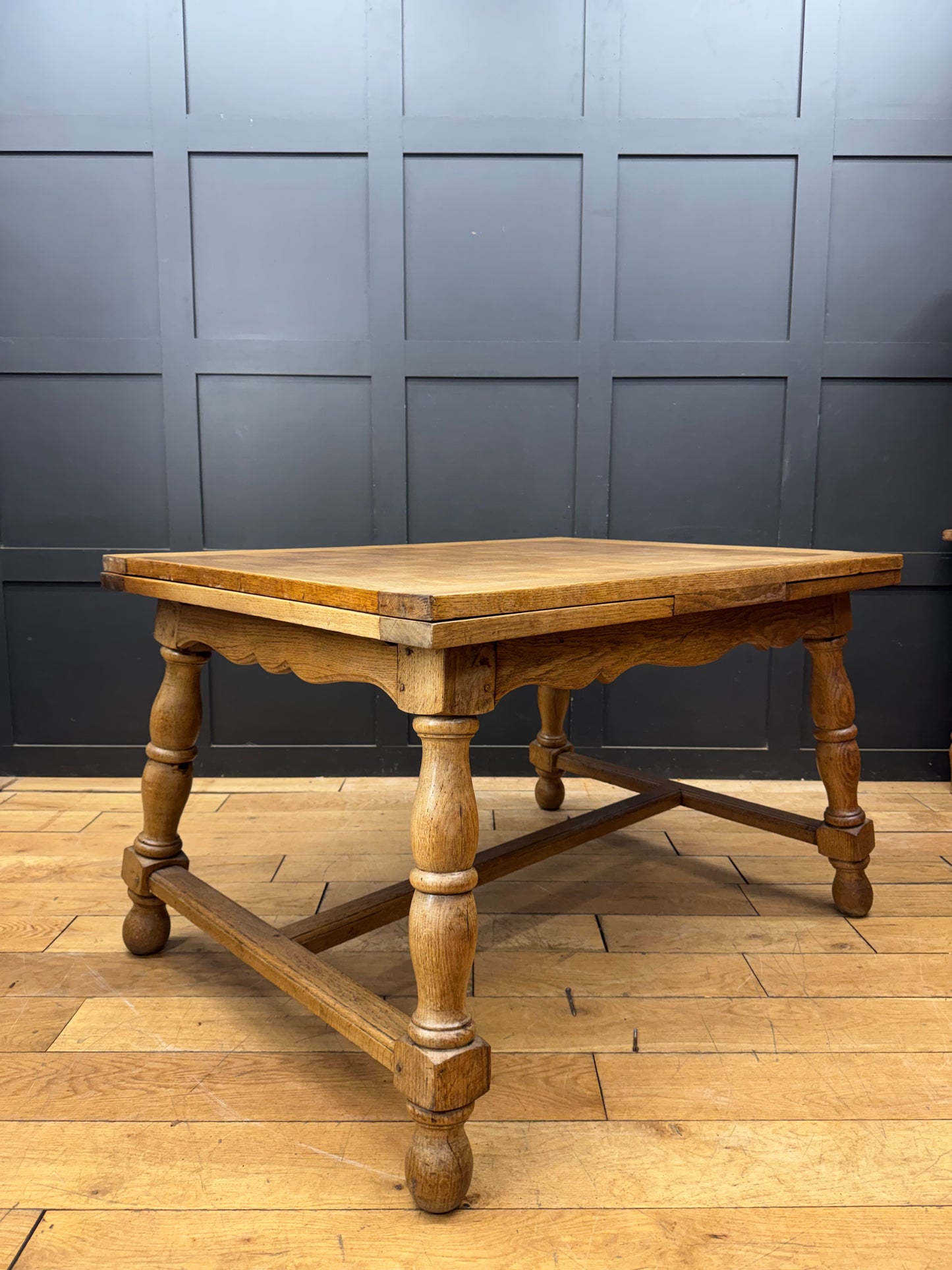 Vintage Blonde Oak Draw Leaf Dining Table Extending Farmhouse Kitchen Table
