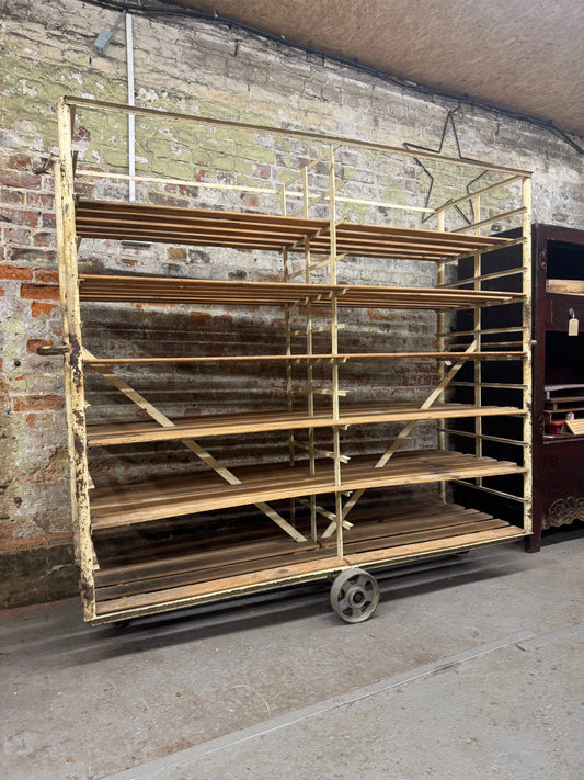 Large Vintage French Bakery Rack – Industrial Shop Display Shelving RUSTIC WAREHOUSE NORFOLK