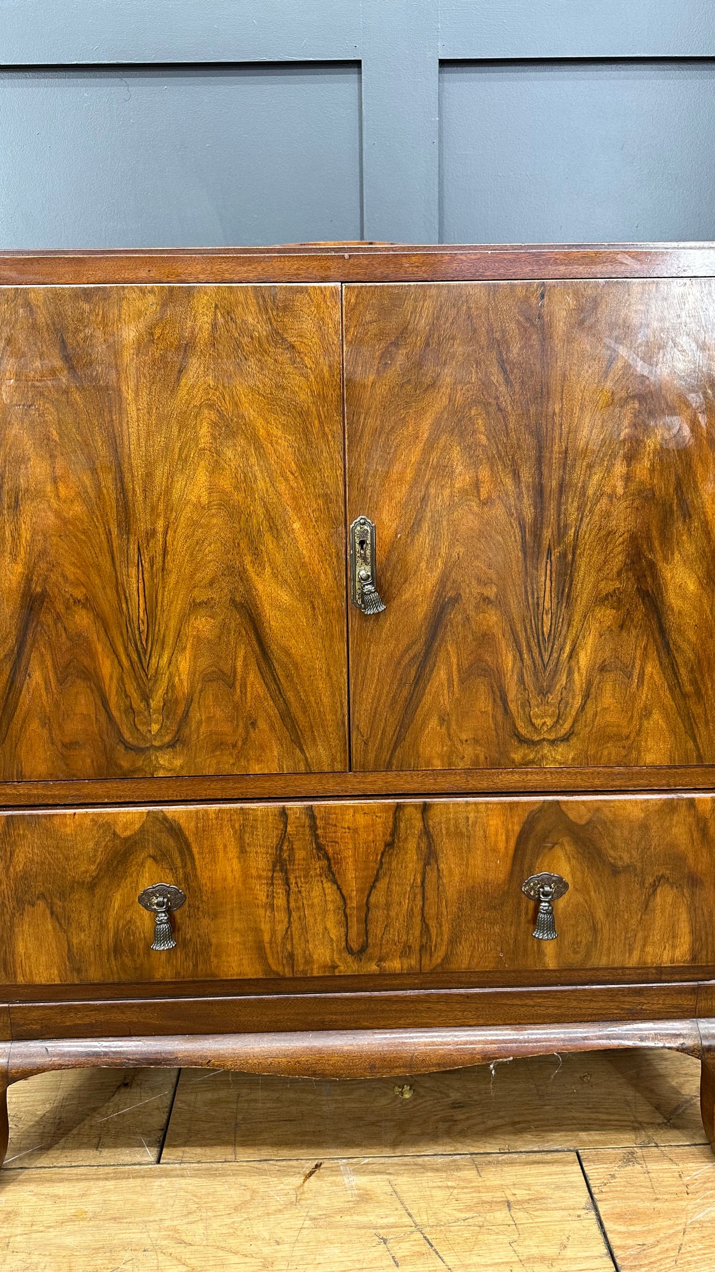 Vintage Walnut Linen cupboard / Cocktail cupboard/ Storage Cupboard  / Tallboy