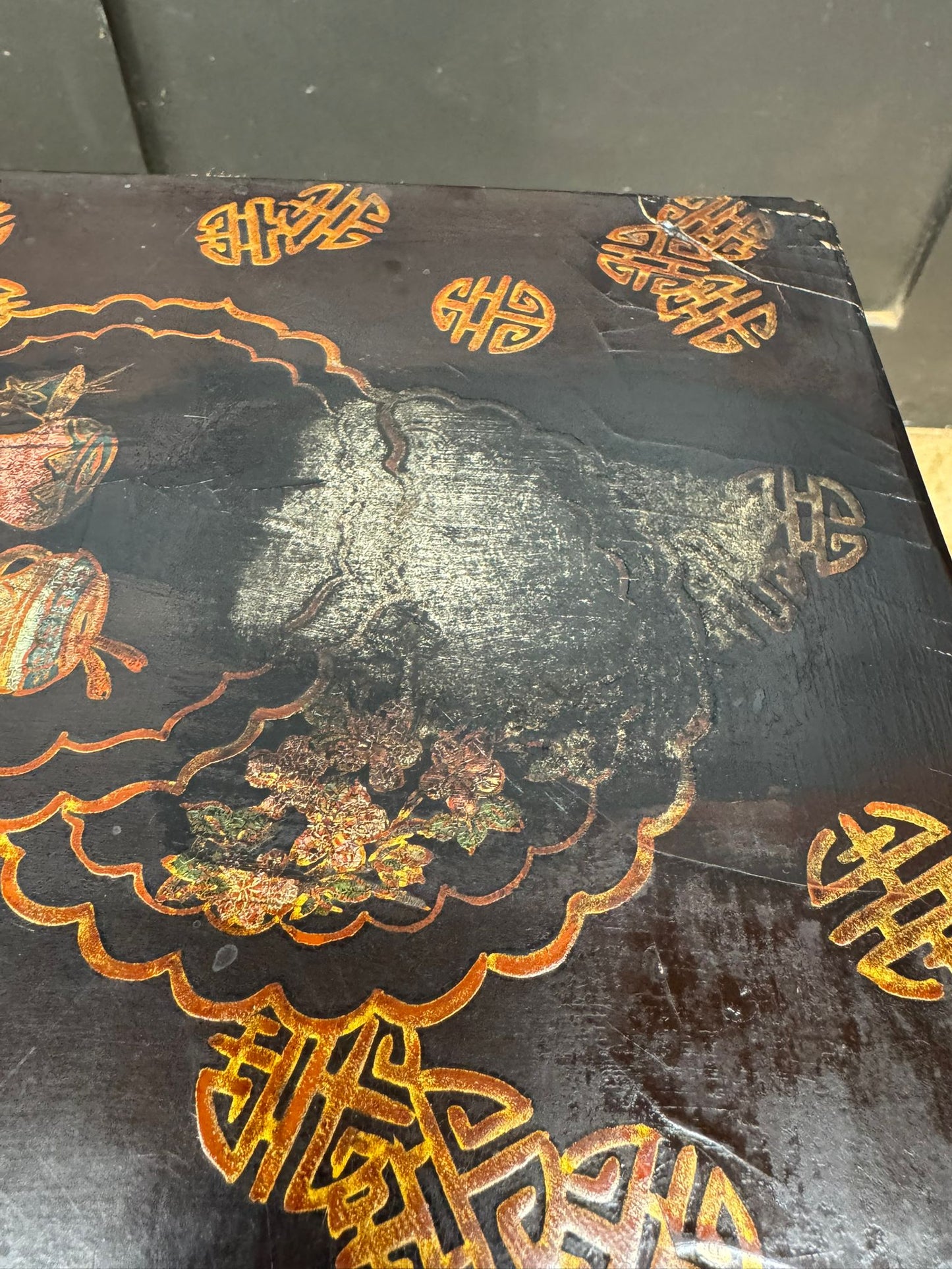 Chinese Black Lacquer Kang Coffee Table Low Oriental Table 110cm