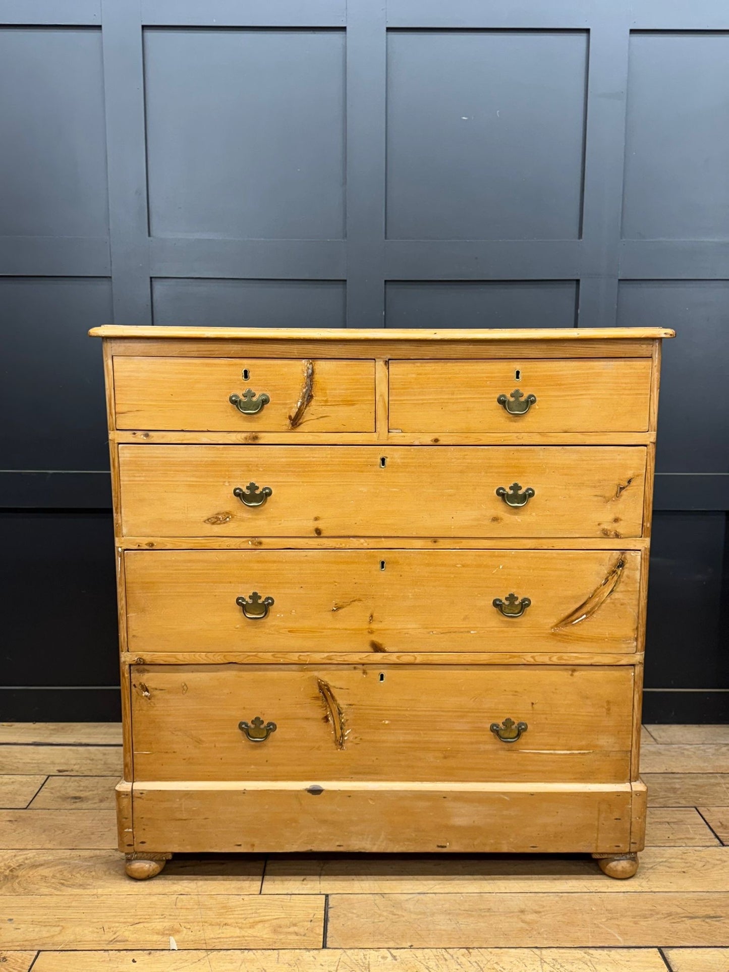 Mid Victorian Rustic Pine Chest of Drawers | Antique Farmhouse Bedroom Storage