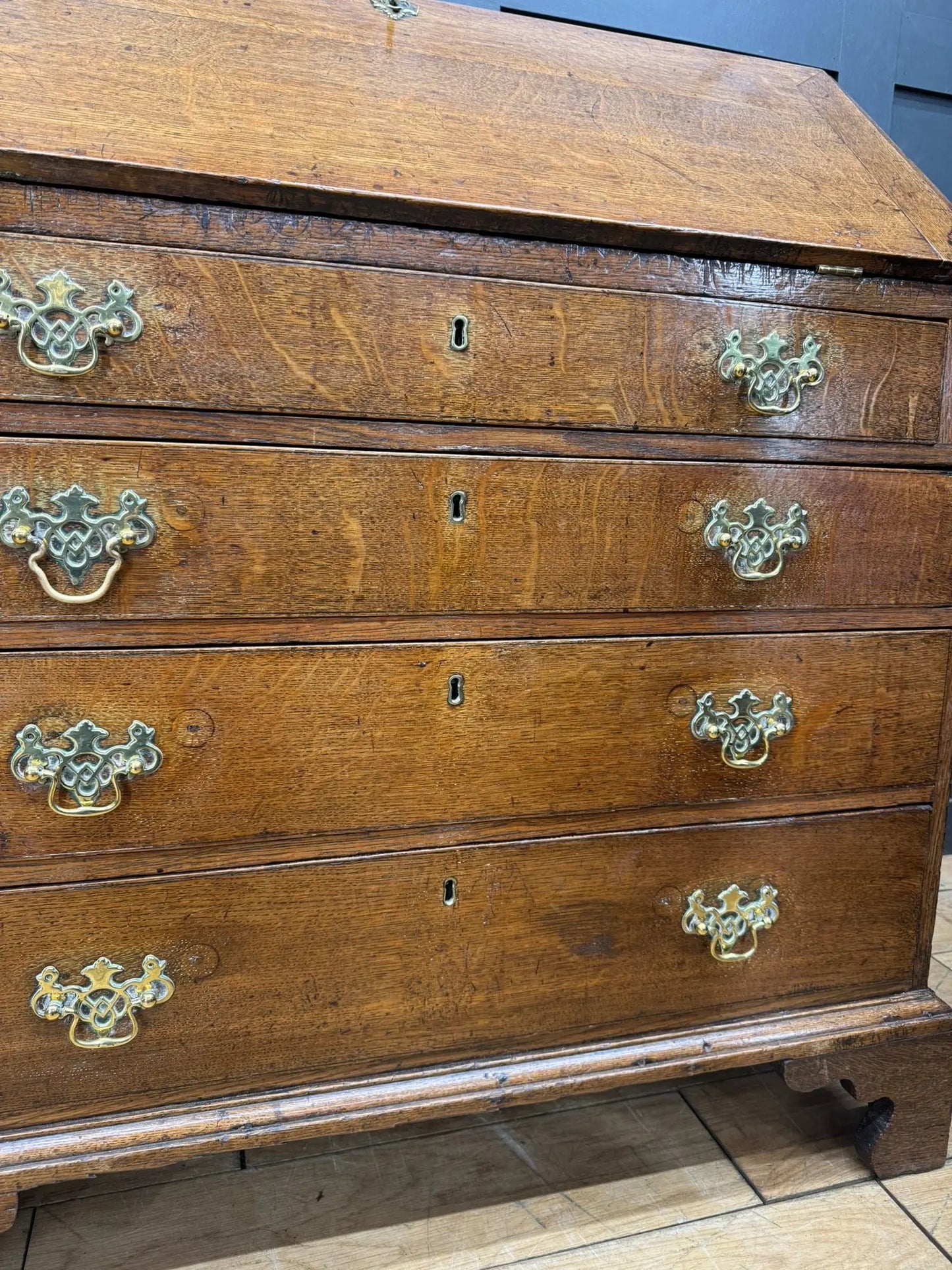 Georgian Oak Bureau Desk / Writing Desk / Sideboard Chest Of Drawers RUSTIC WAREHOUSE NORFOLK