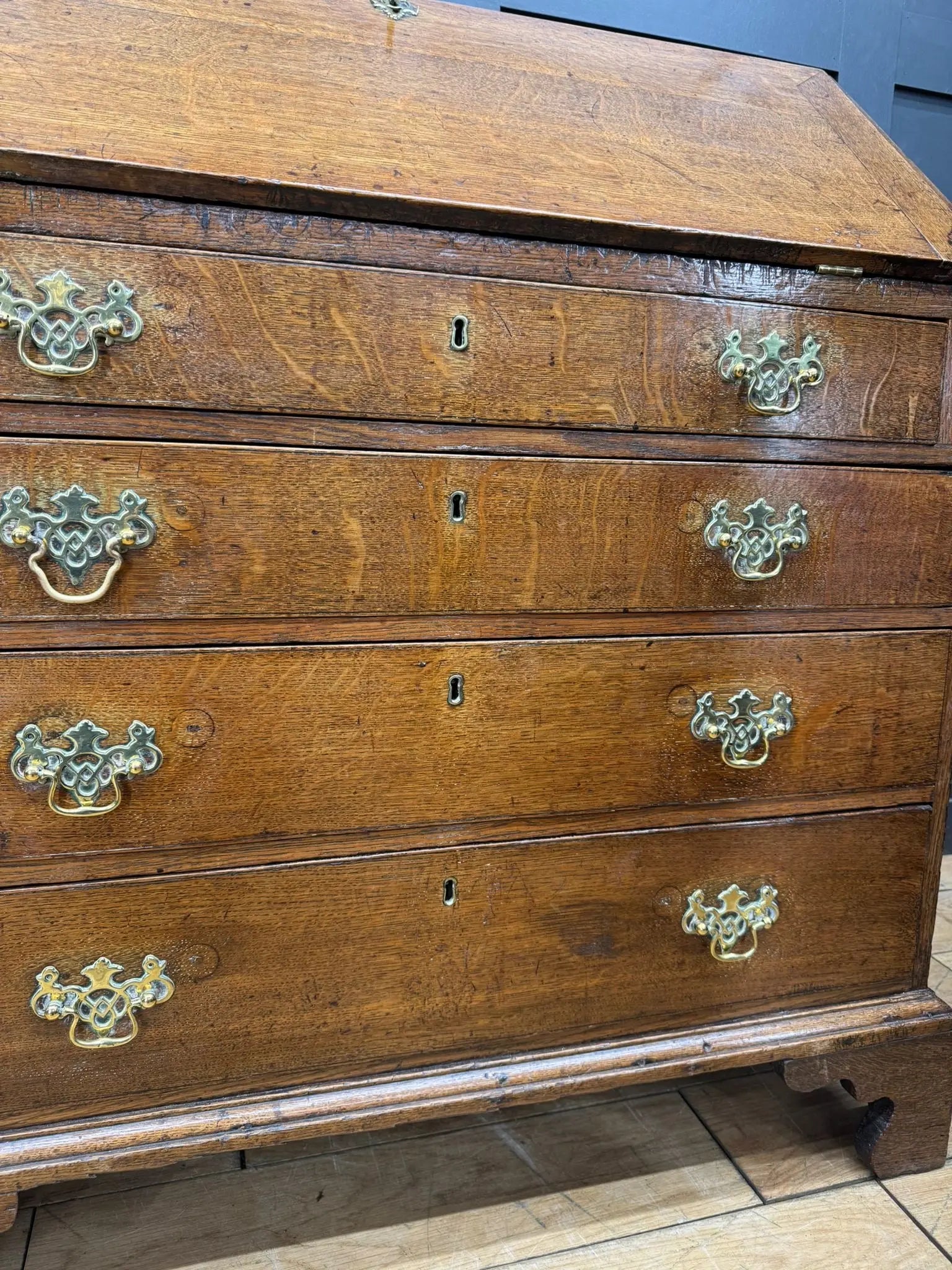Georgian Oak Bureau Desk / Writing Desk / Sideboard Chest Of Drawers RUSTIC WAREHOUSE NORFOLK
