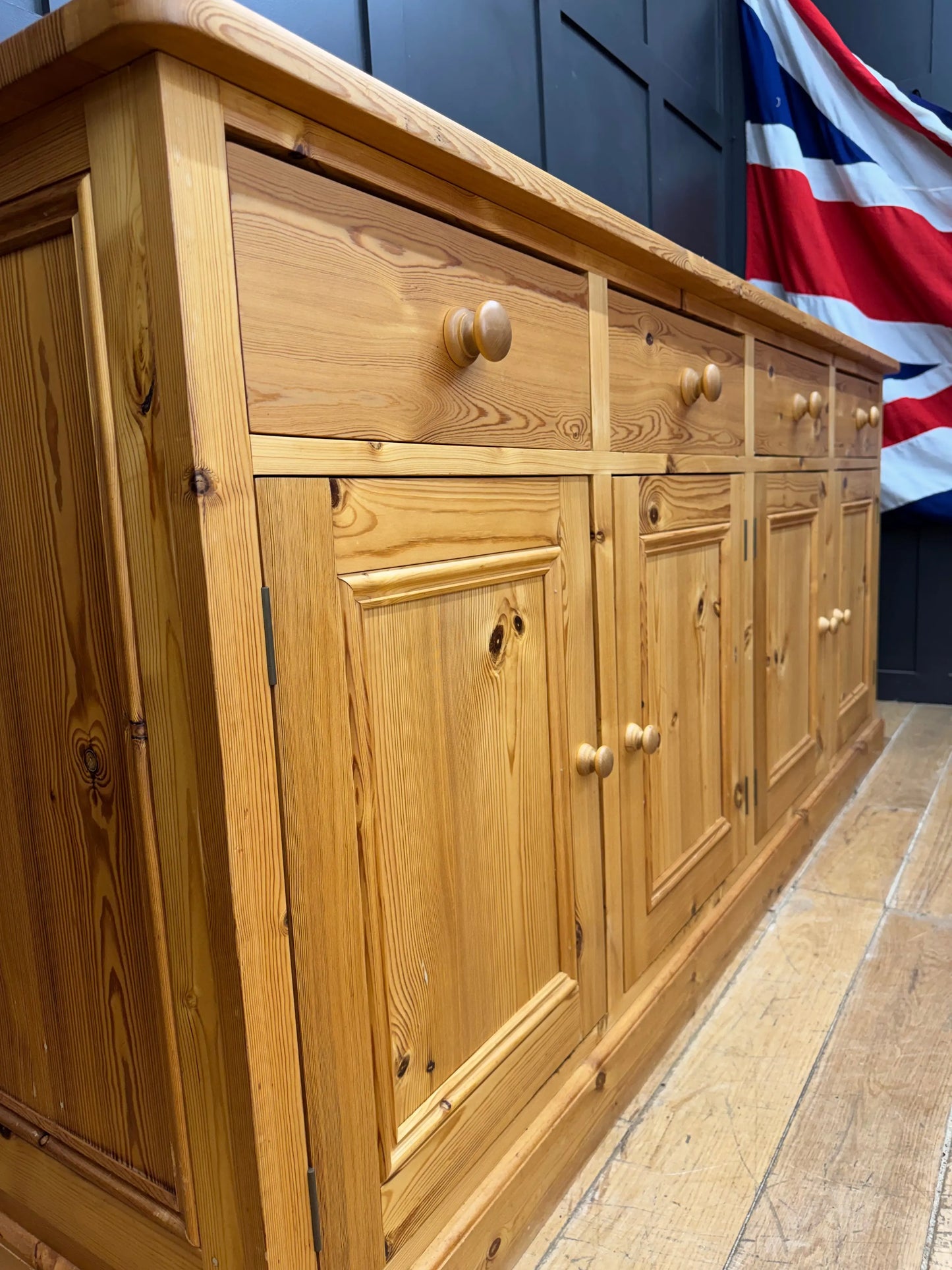 Large Solid Pine Kitchen Sideboard 4 Door 4 Drawer Rustic Farmhouse