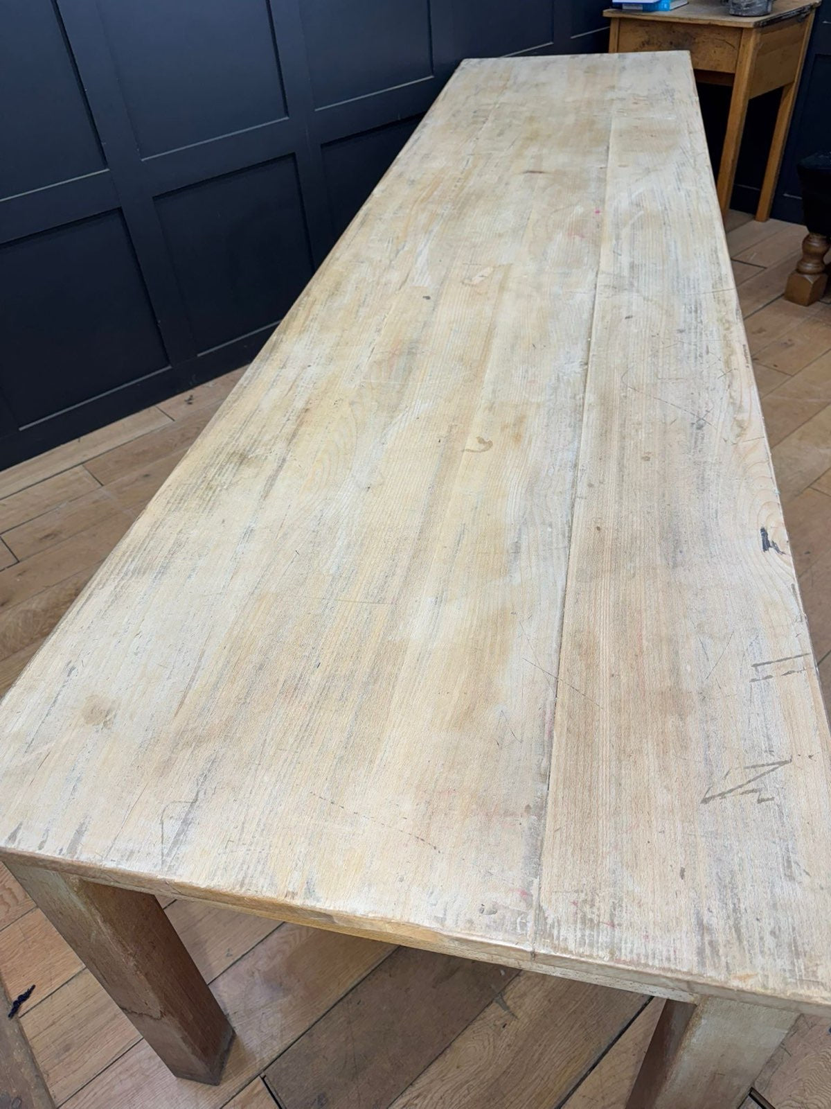 Vintage LARGE Beech Dining Table /  Long Kitchen Table / School Science Art