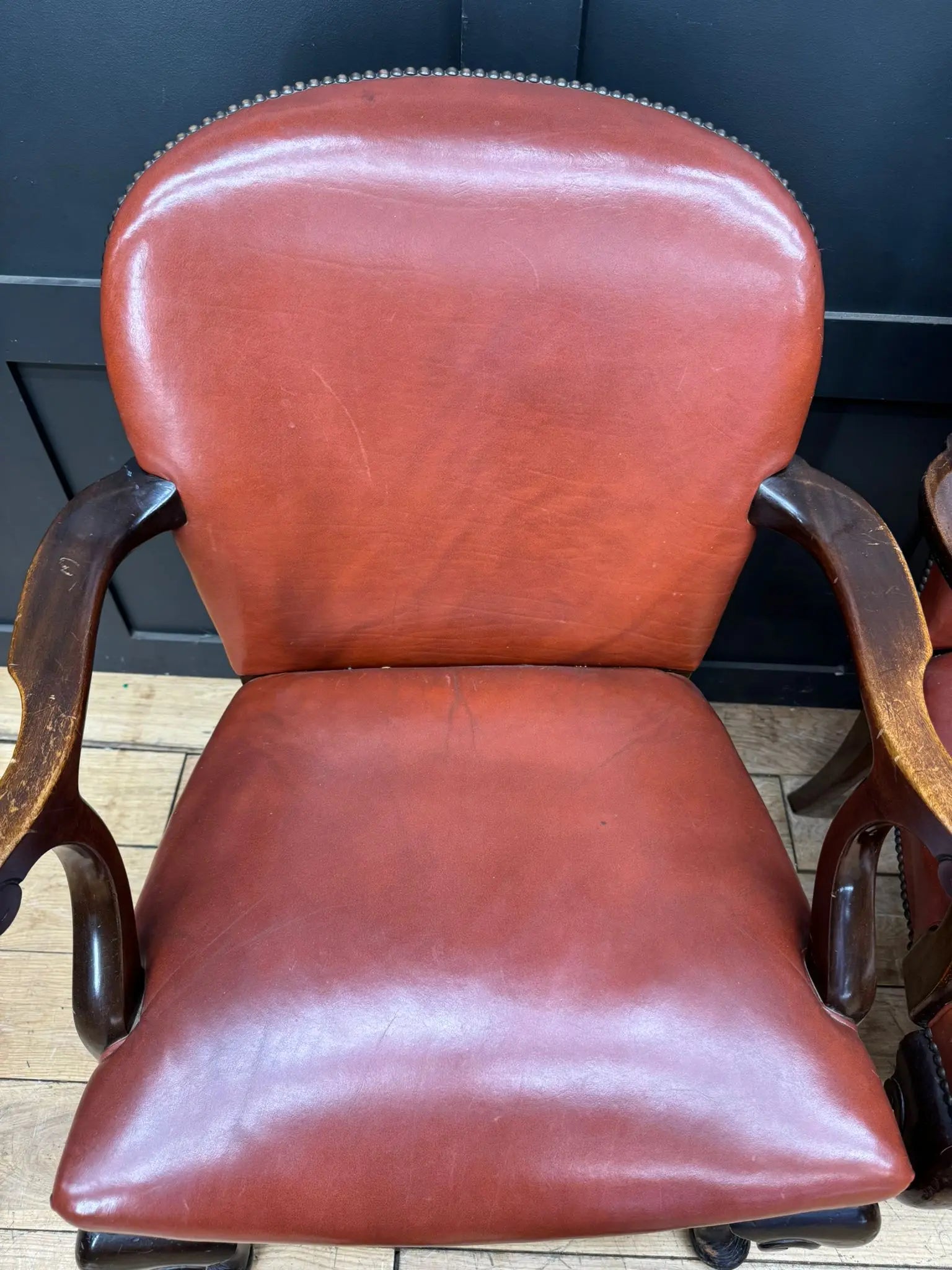 Antique Pair Of Gainsborough Style Mahogany Armchairs Desk Study Carver Chairs RUSTIC WAREHOUSE NORFOLK