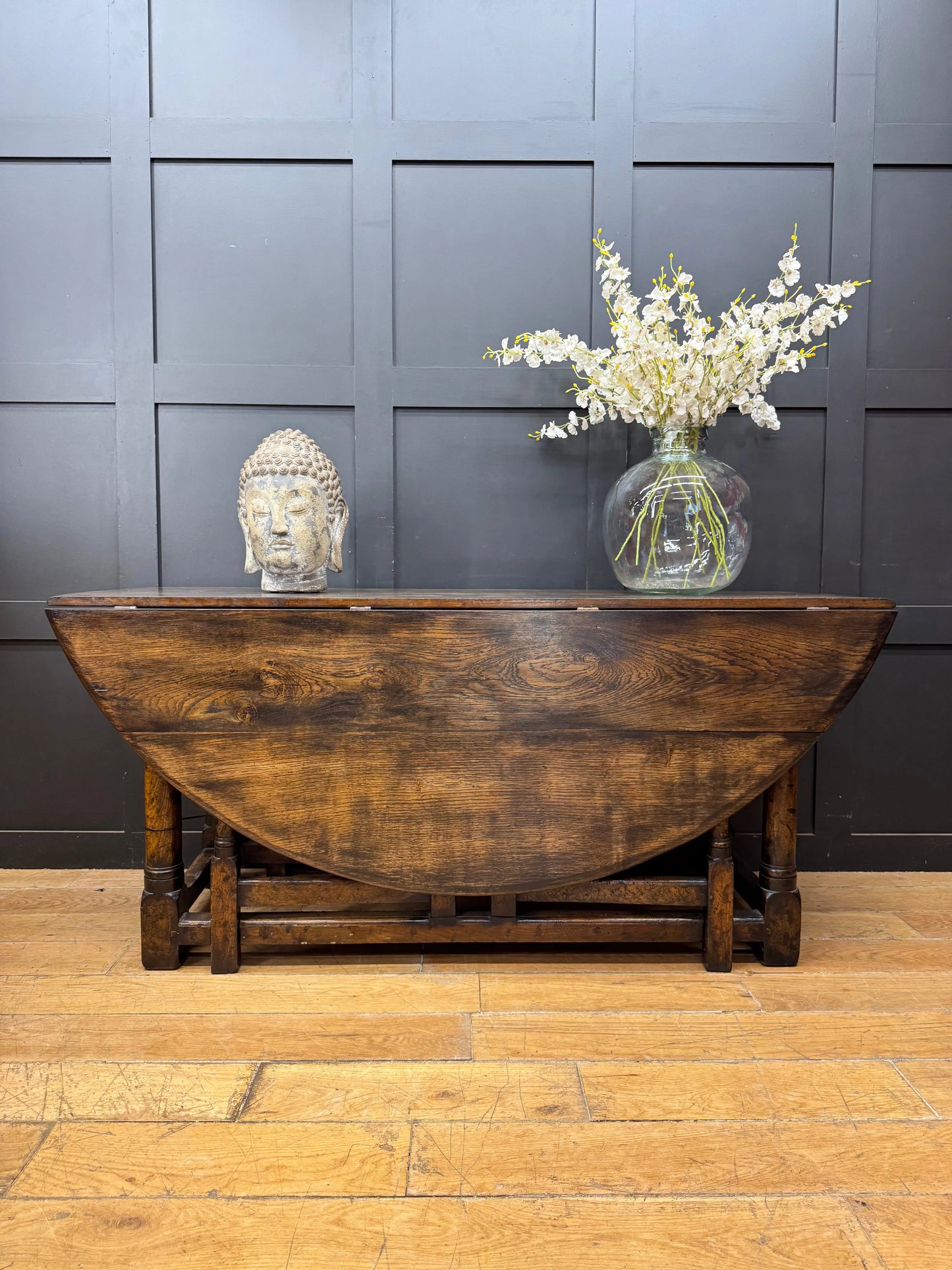 Large Solid Oak Vintage Drop Leaf Gateleg Dining Table Farmhouse Kitchen 168cm Sideboard