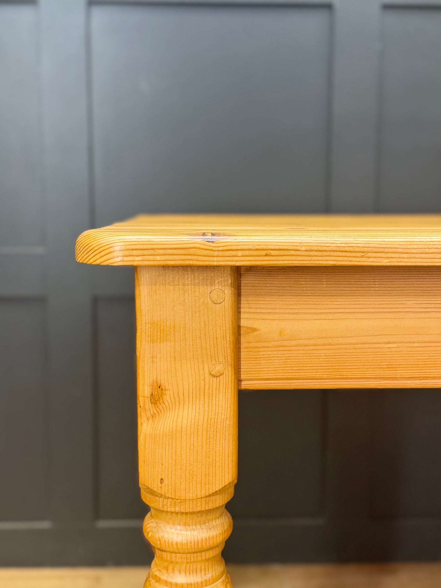 Large Vintage Solid Pine Farmhouse Dining Kitchen Table Turned Legs 183cm Rustic