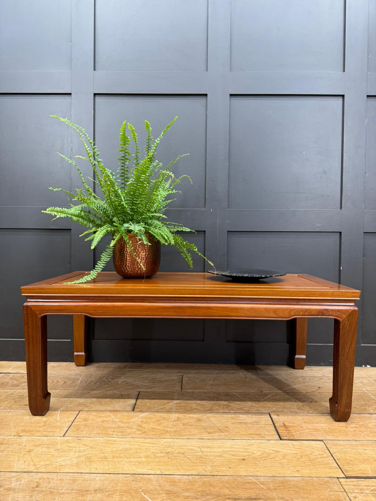 Vintage Mahogany Coffee Table / Oriental Style / Mid Century Modern Low Table A