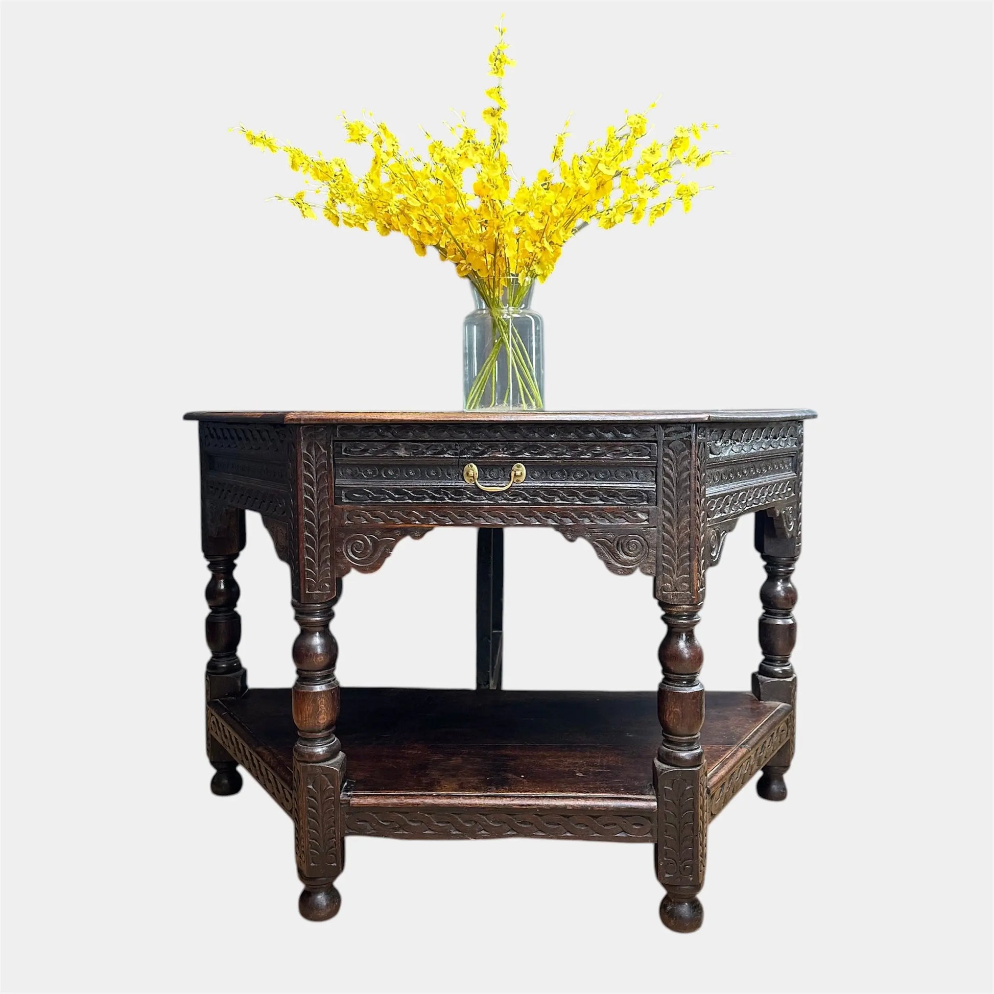 Antique Oak Credence Table / Hexagonal Table / Oak Sideboard / Lamp Table RUSTIC WAREHOUSE NORFOLK