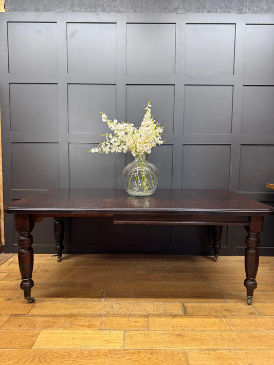 Victorian Mahogany Extending Dining Table Antique 6 Seater Brass Castors