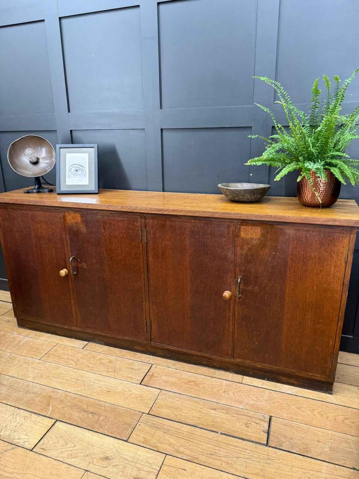 Vintage School Science Cupboard Iroko Top Industrial Mid Century Sideboard