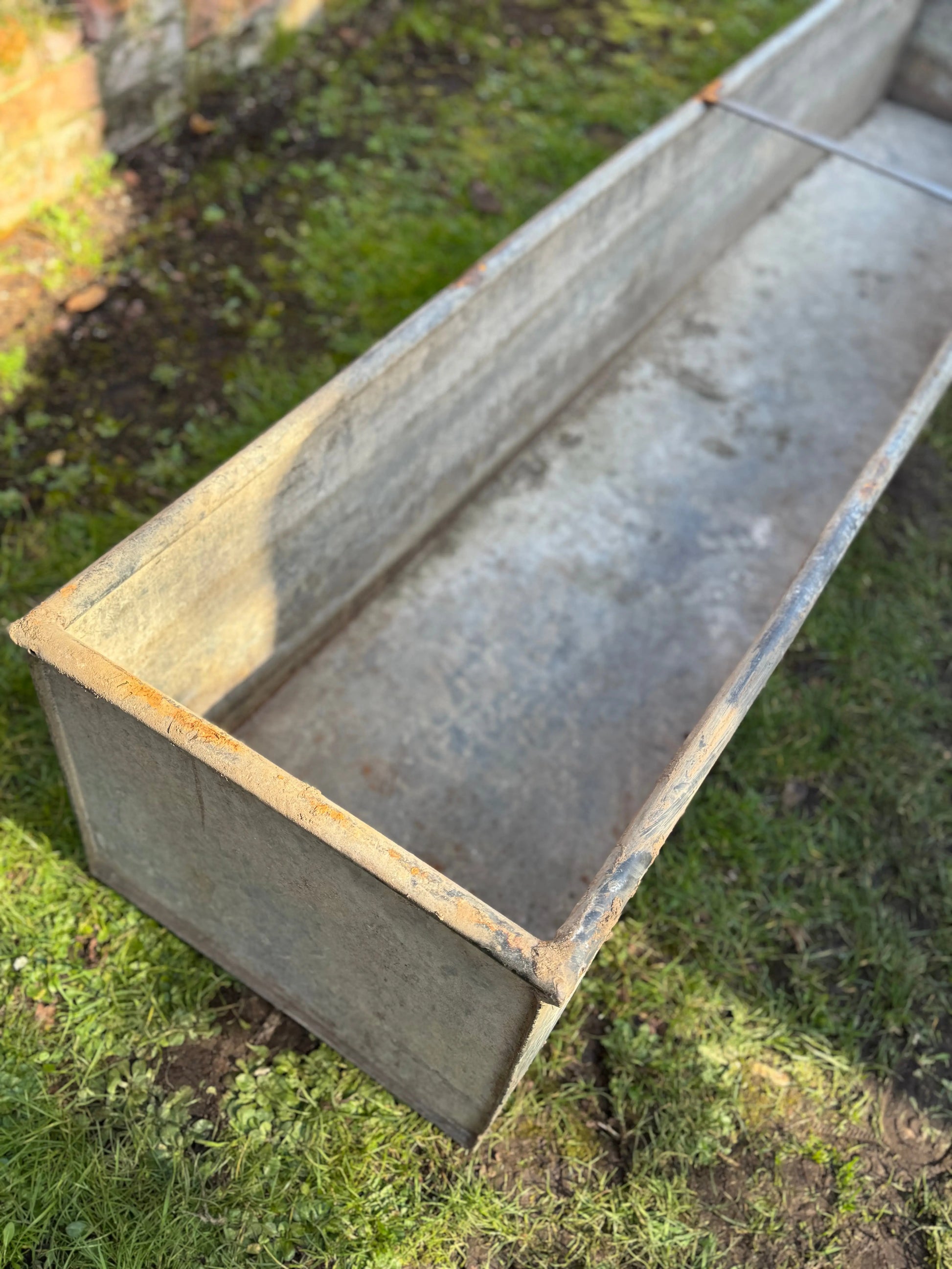 Large Vintage Galvanised Metal Water Trough Planter Garden Pond 243cm W5 RUSTIC WAREHOUSE NORFOLK