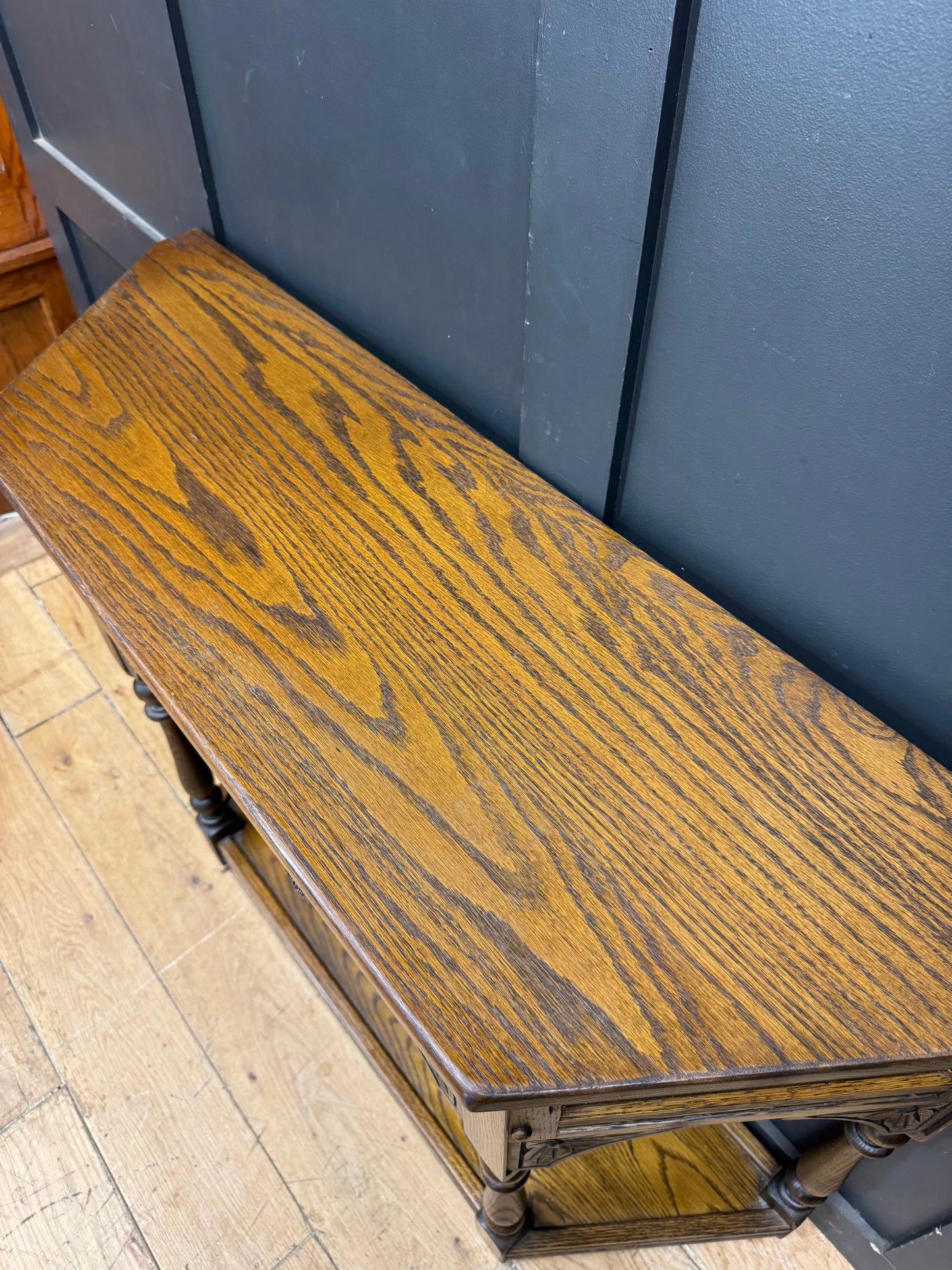 Old Charm Oak Console Table Hall Side Table Tudor Carved Drawer Sideboard